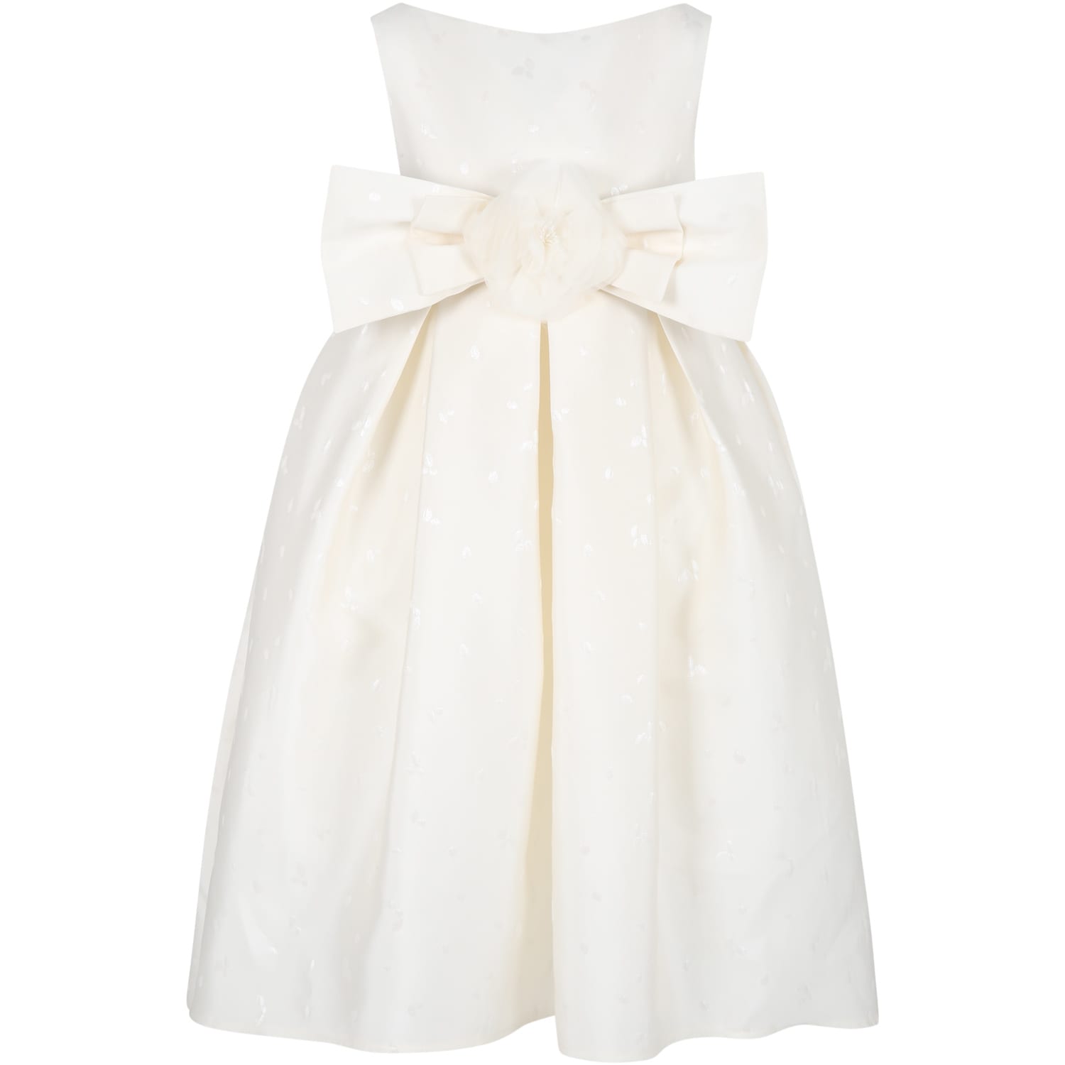 La stupenderia Ivory Dres For Gir With Bow