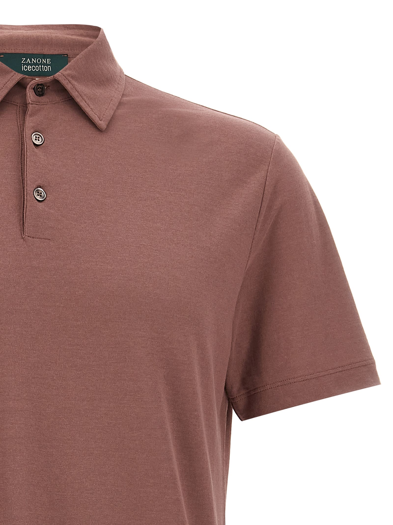 Zanone 'ice Cotton' Polo Shirt In Brown