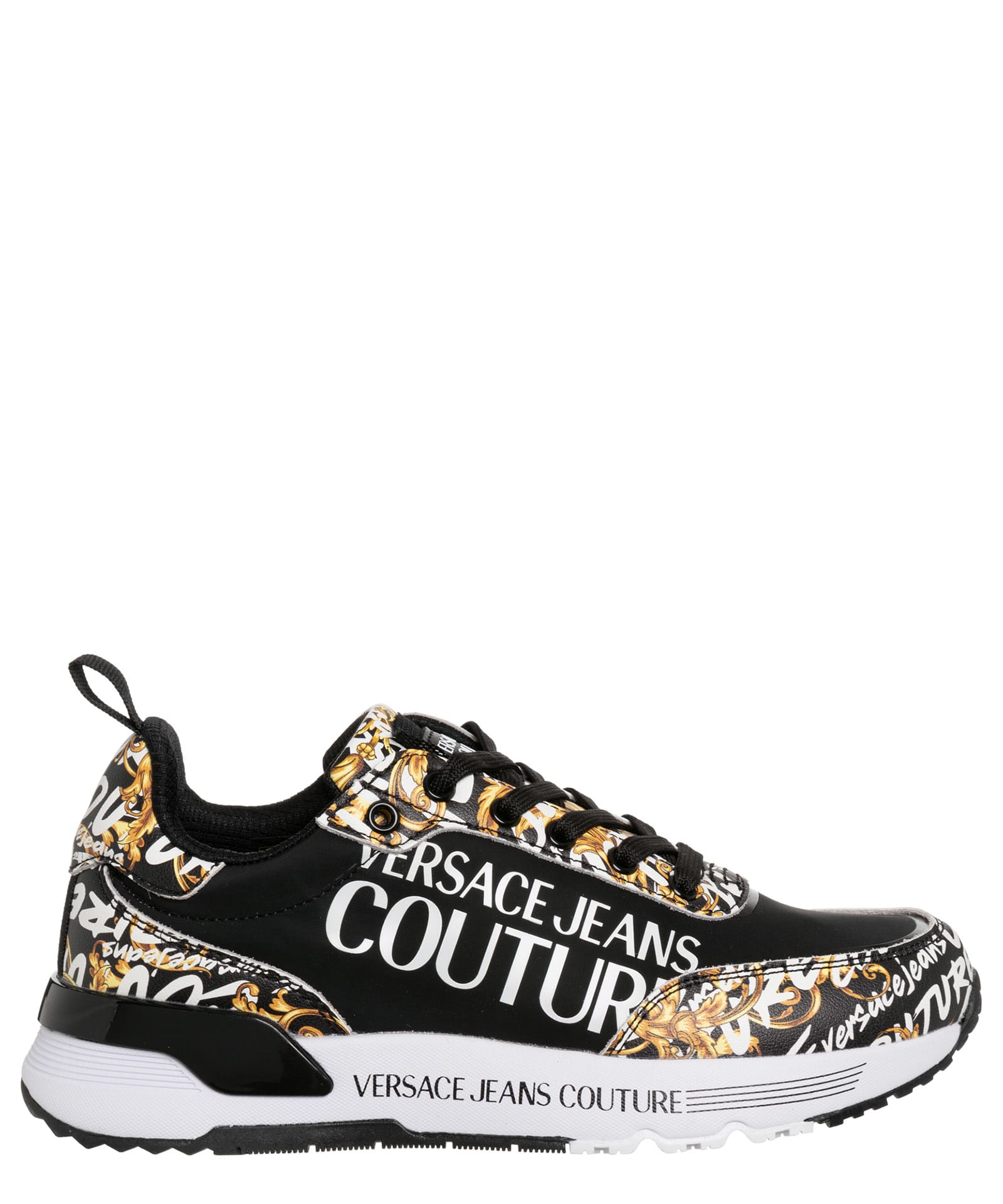VERSACE JEANS COUTURE DYNAMIC LOGO BRUSH COUTURE LEATHER SNEAKERS