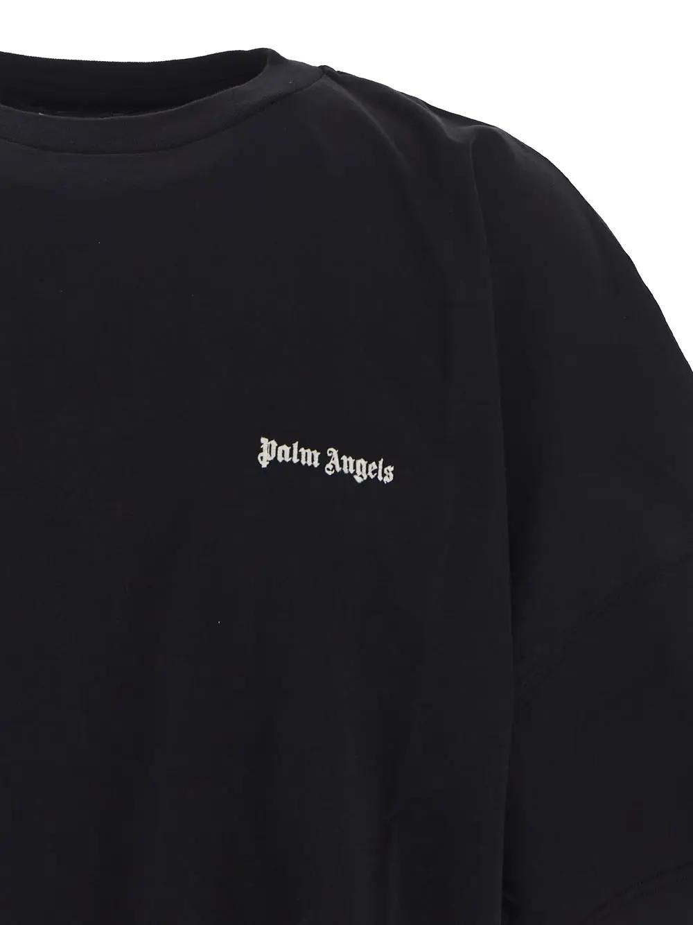 Shop Palm Angels Embroidered Logo Over Tee In Black Whit