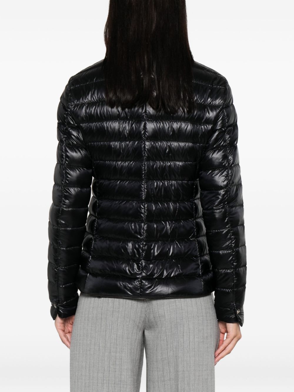 Herno Glossy Black Down Jacket With Drawstring Collar In Black