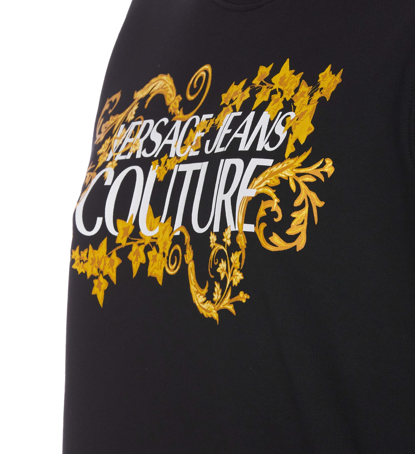 Shop Versace Jeans Couture Baroque Logo Sweatshirt In Black