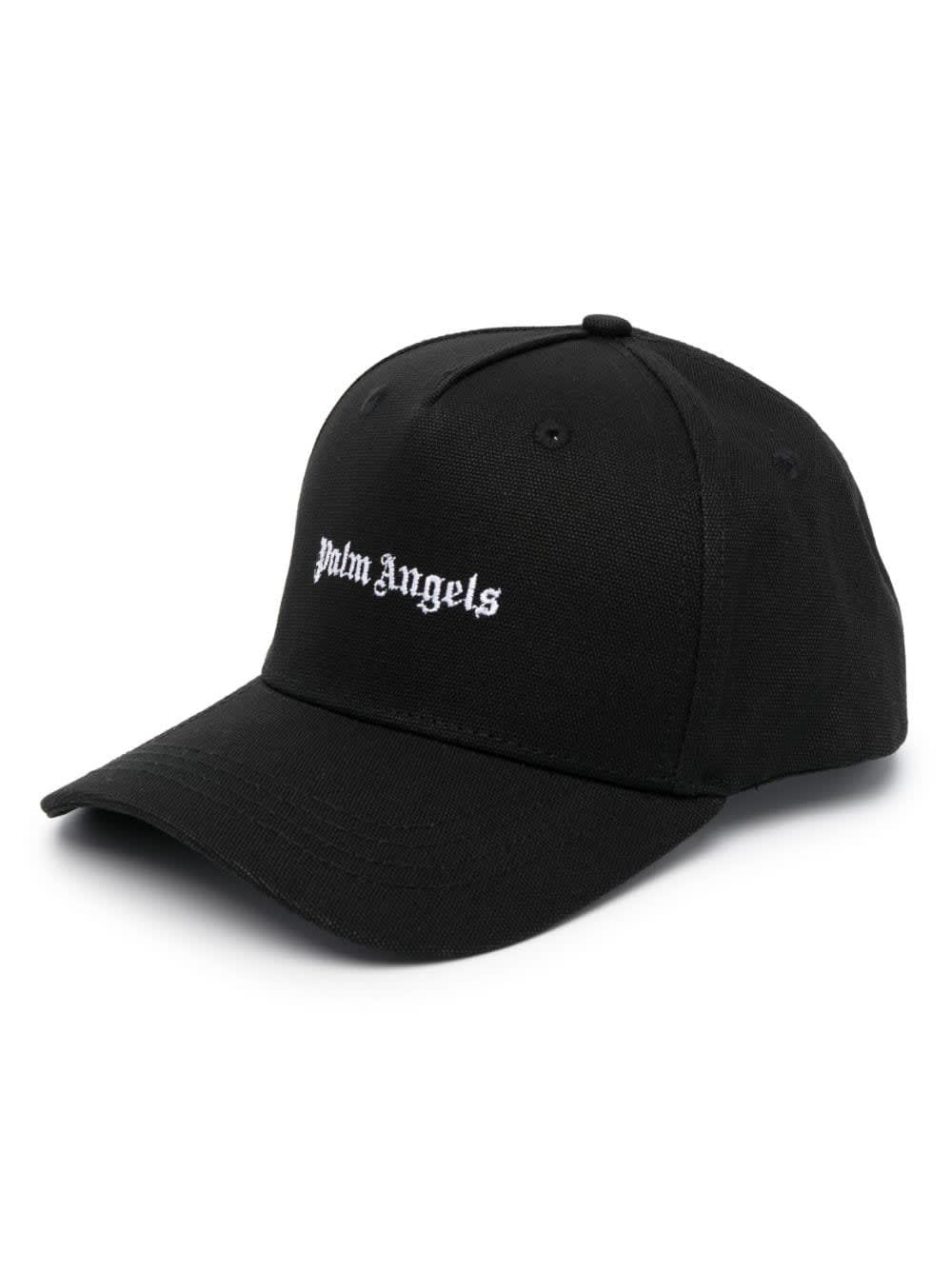 Shop Palm Angels Black Baseball Cap With White Logo