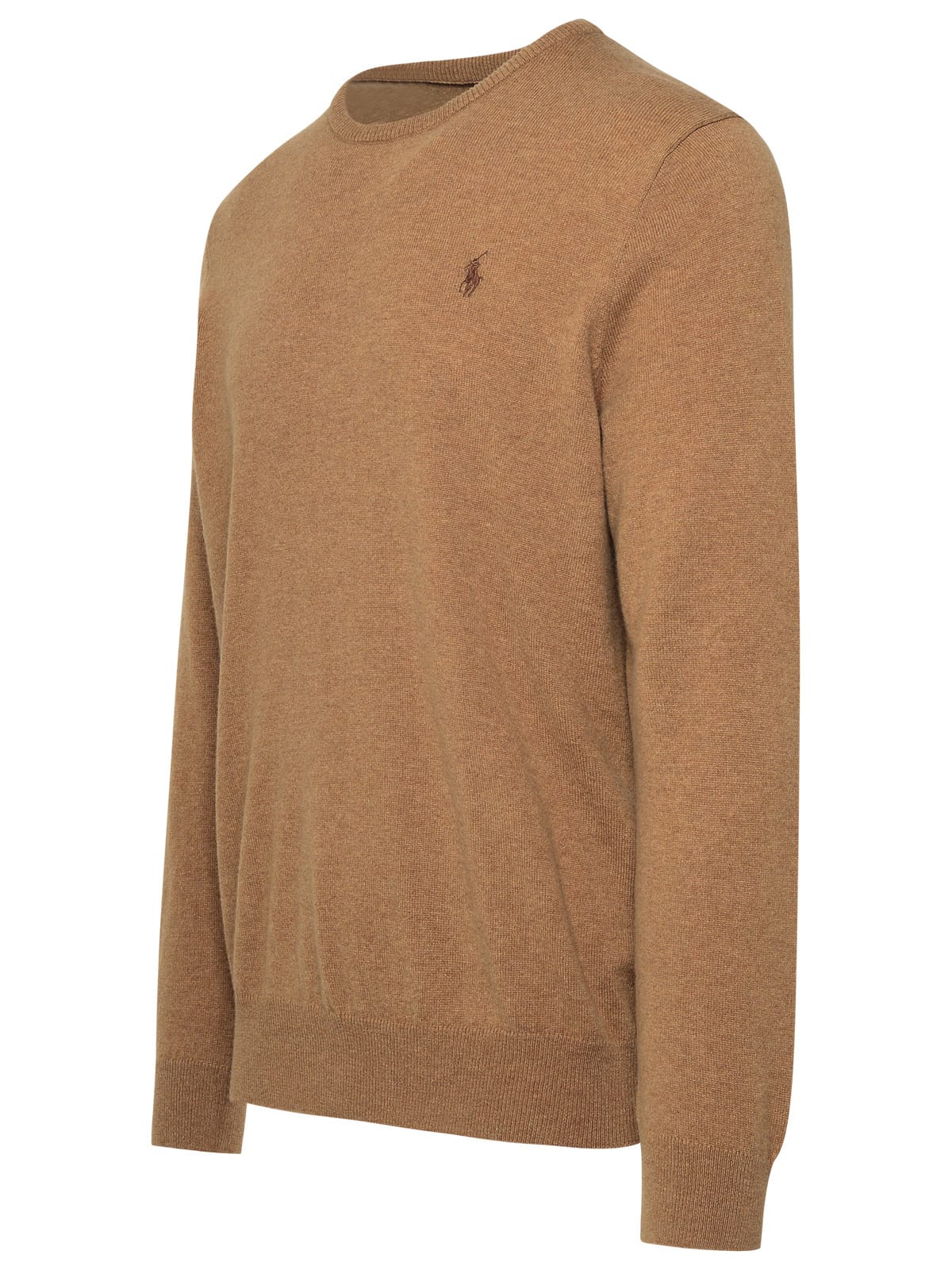 Shop Polo Ralph Lauren Beige Wool Sweater In Latte Brown Heather