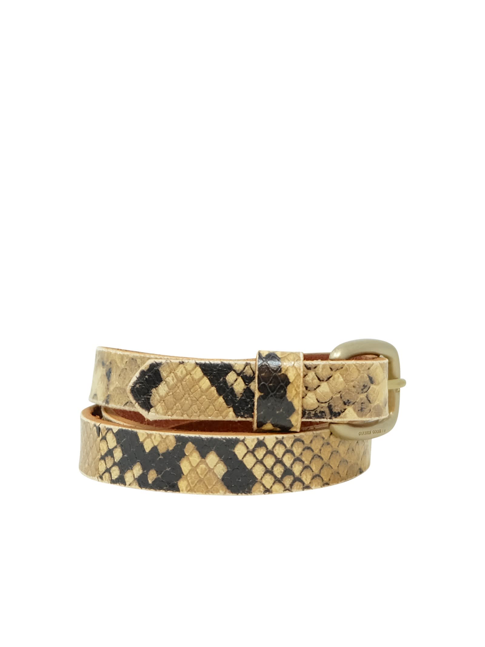 Shop Golden Goose Sand/black Leather Houston Thin Belt