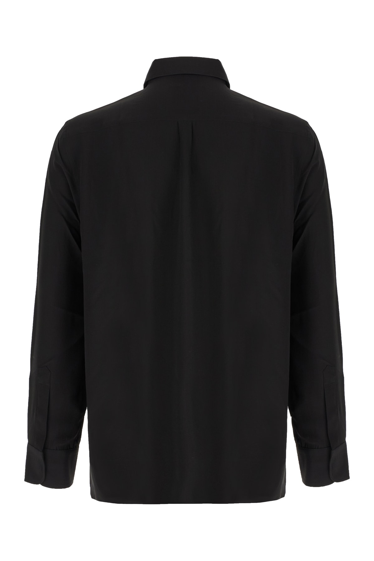 Givenchy Silk Shirt With Front Pleats And Pointed Collar In Black