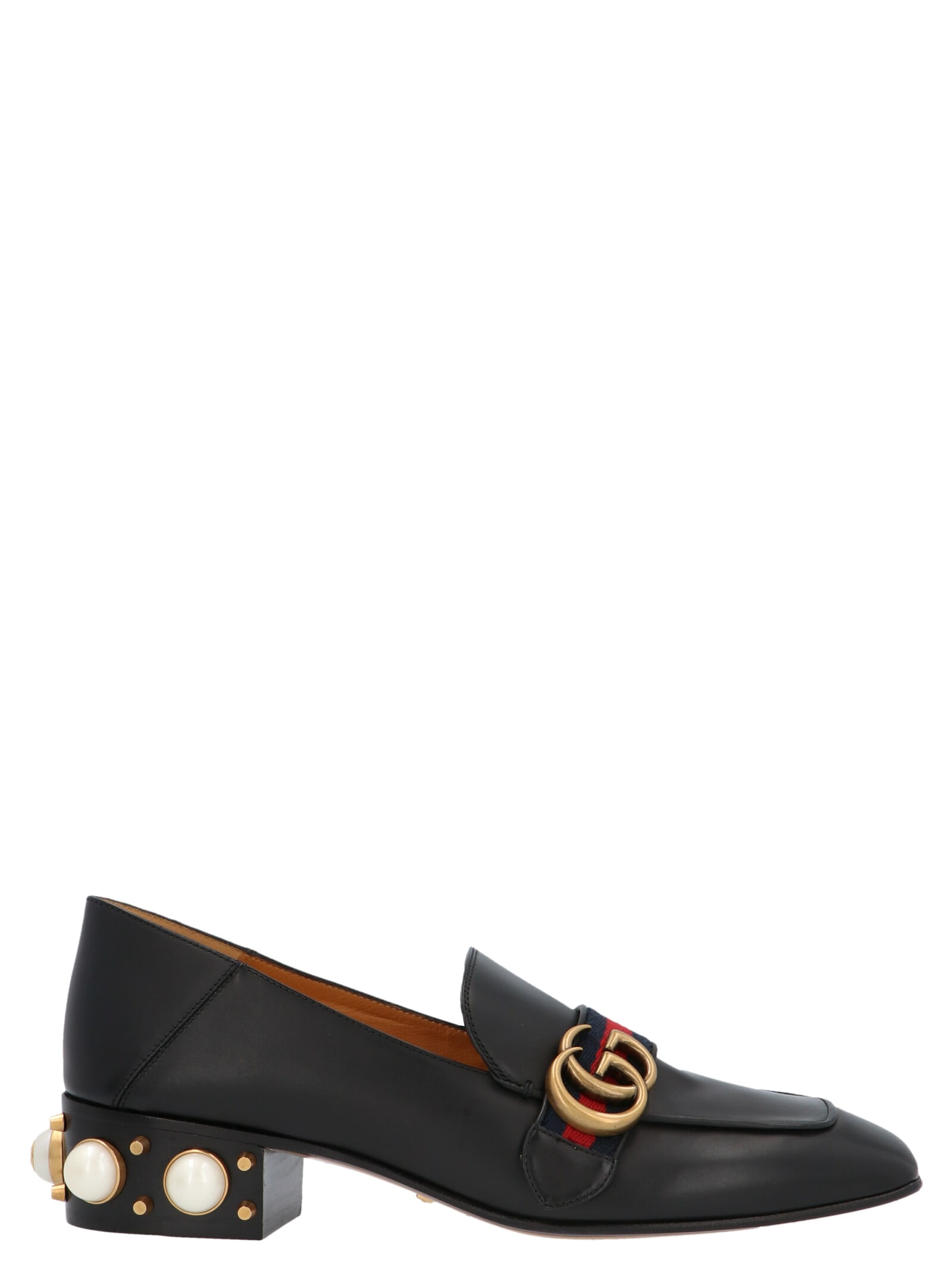 Buy Gucci Leather Mid-heel Loafer online, shop Gucci shoes with free shipping