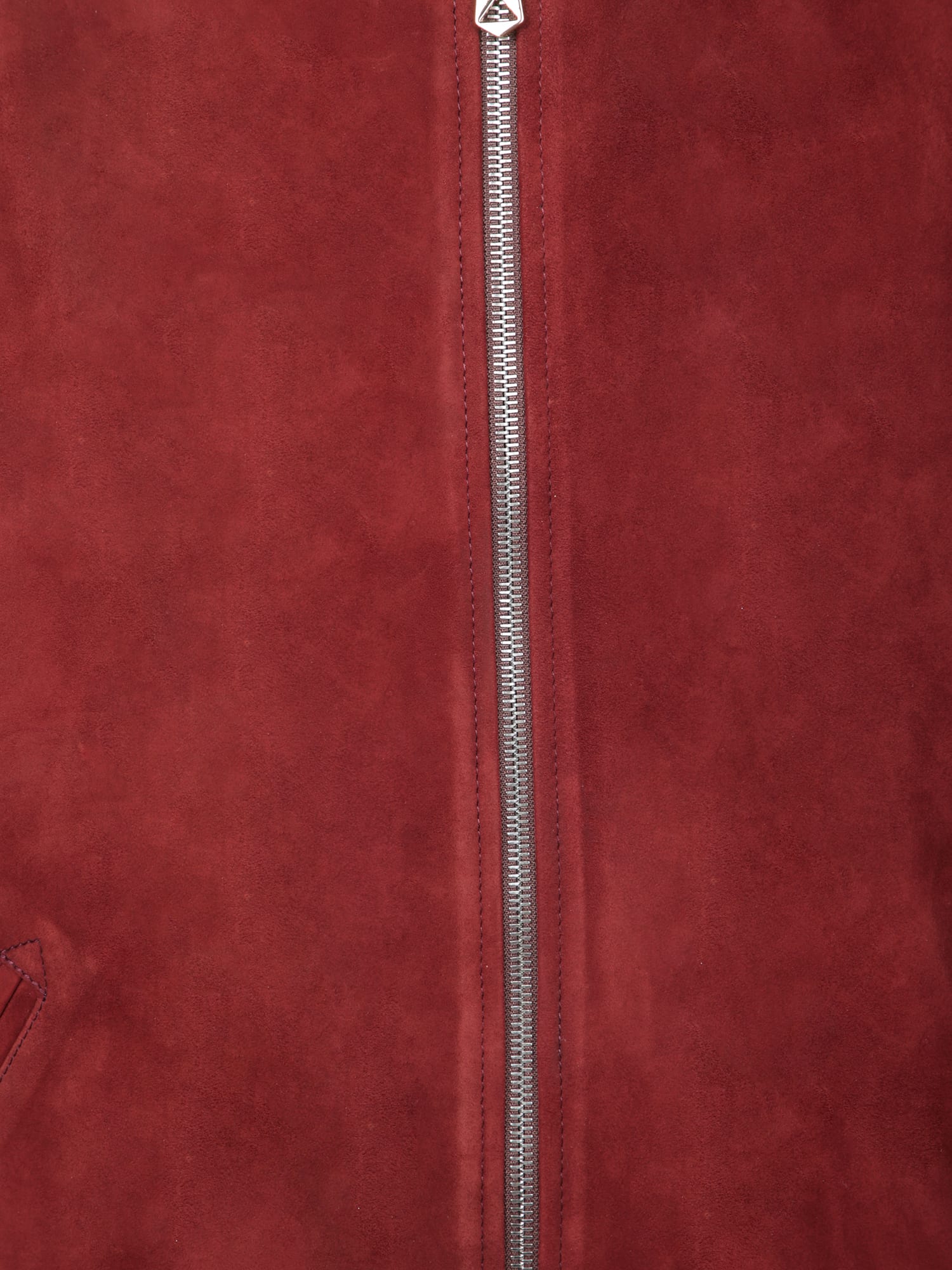 Paul Smith Red Suede Bomber Jacket With Ribbed Details In Red