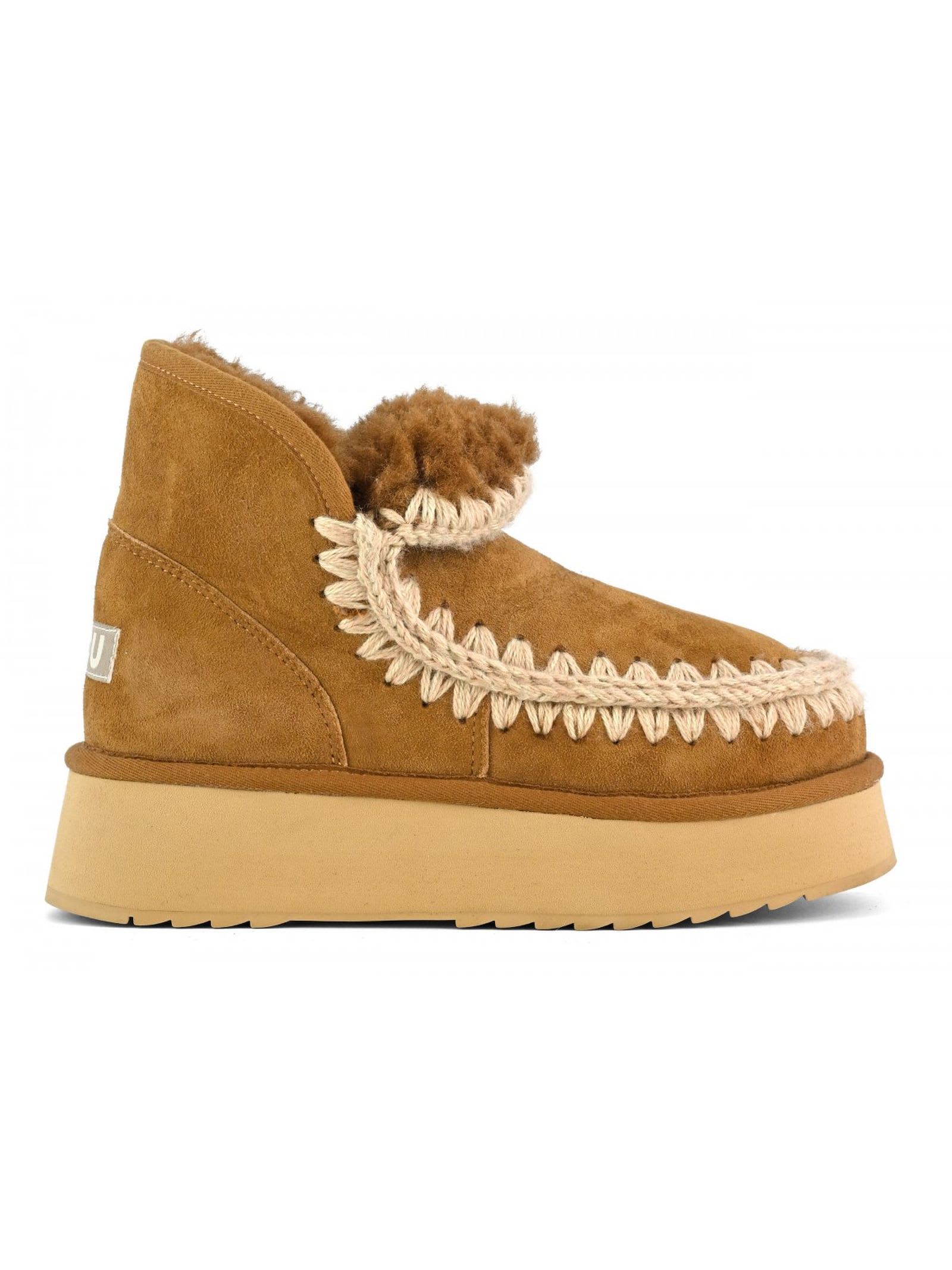 Mini Eskimo Platform Boot In Cognac Suede