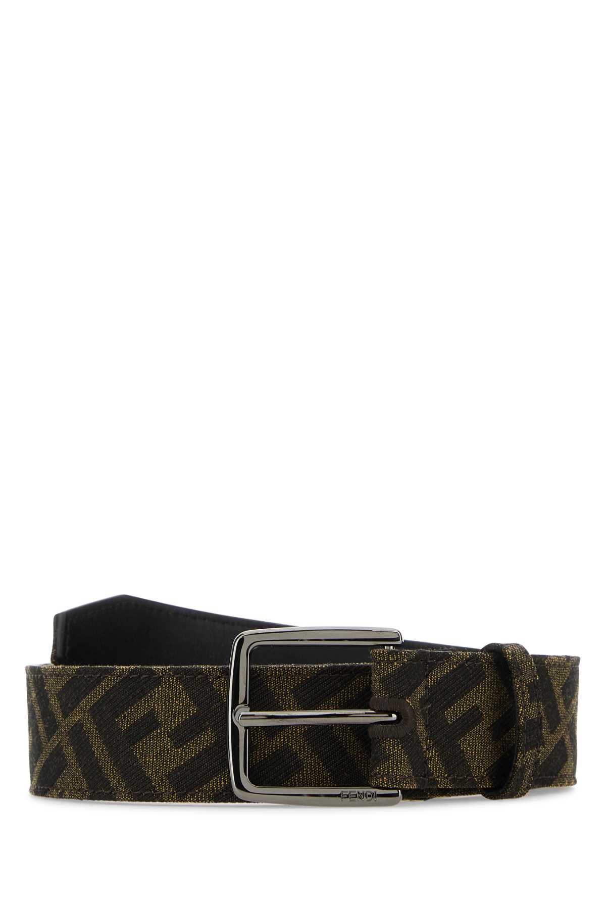 Shop Fendi Embroidered Canvas Belt In Black