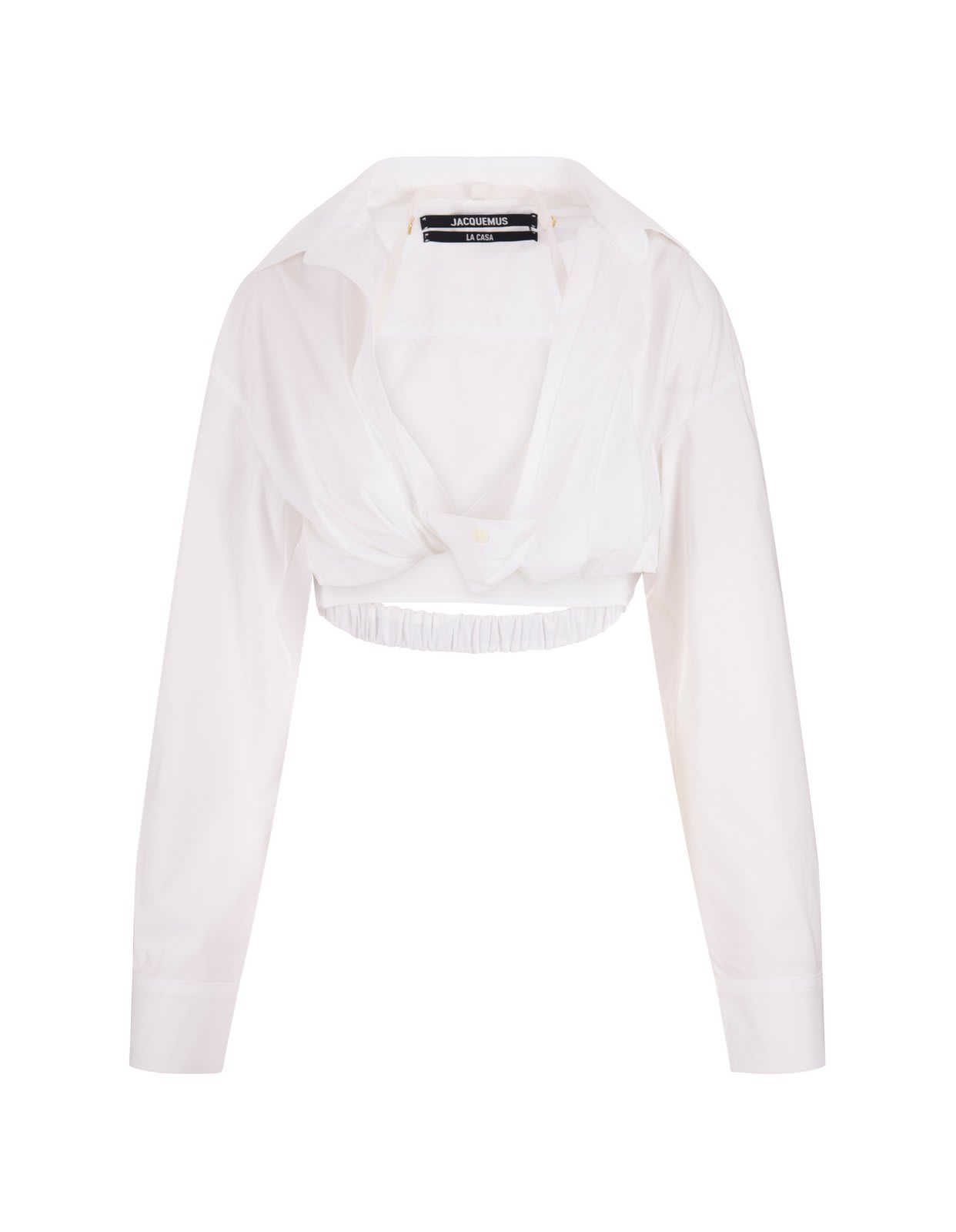 Shop Jacquemus Twist Detailed Cropped Shirt In White