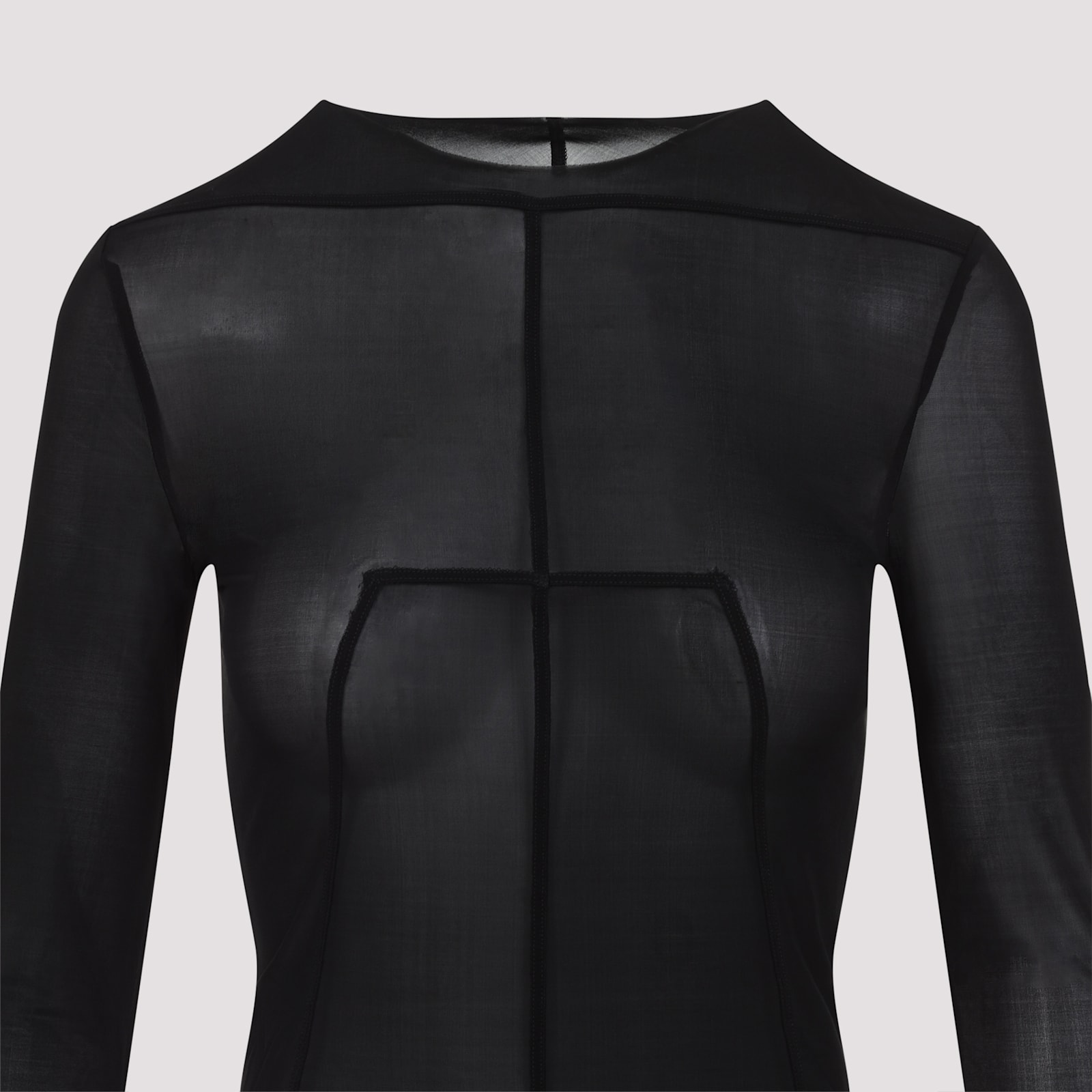 Rick Owens Fitted High Neck Top In Luxurious Cupro-elastane Blend