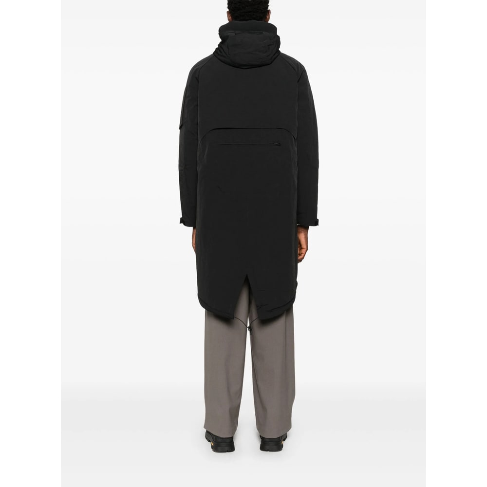 Jg1 Long Hooded Jacket Adjustable Hem In Black