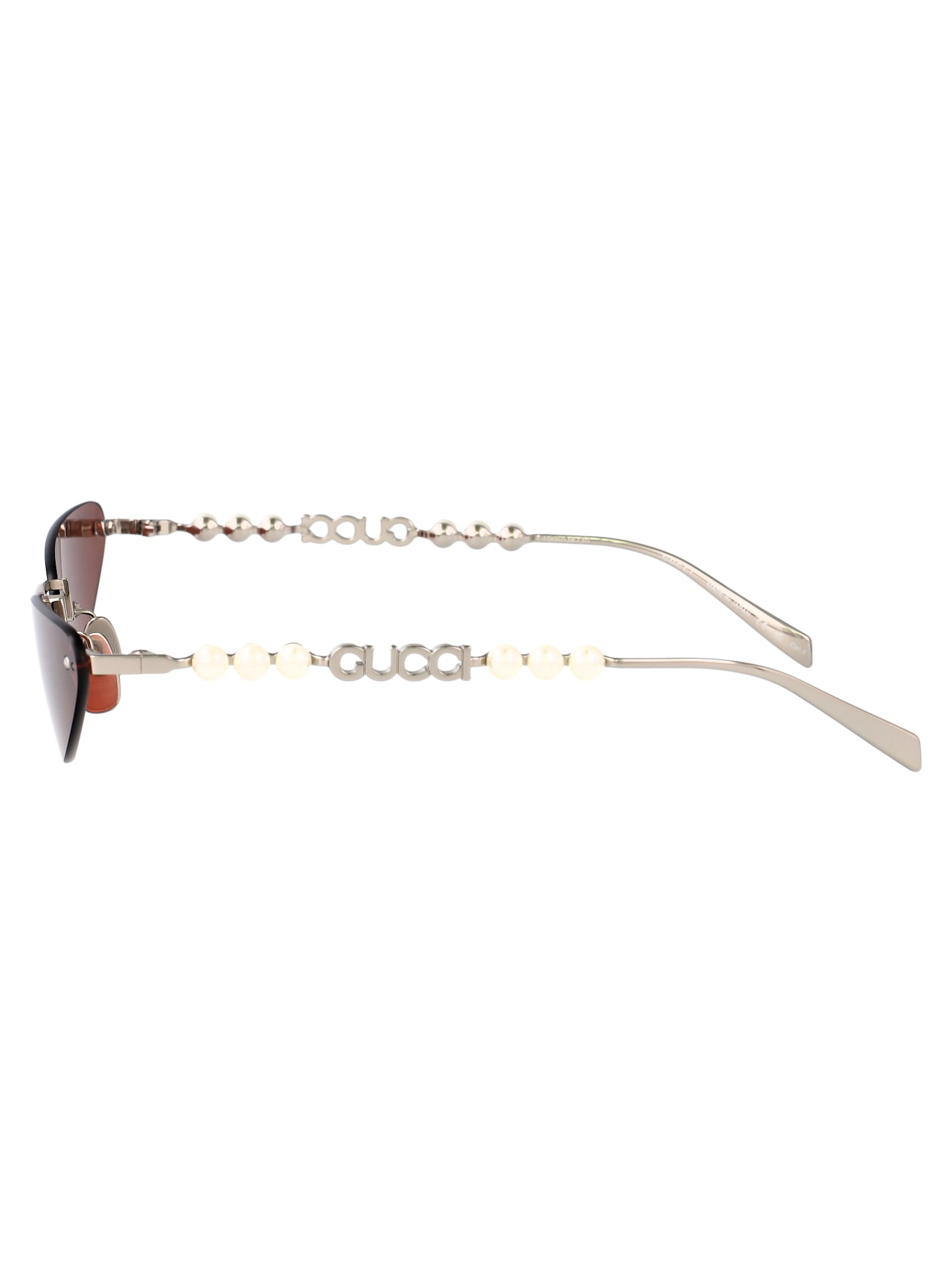 Gucci Silver-silver-brown Metal Sunglasses