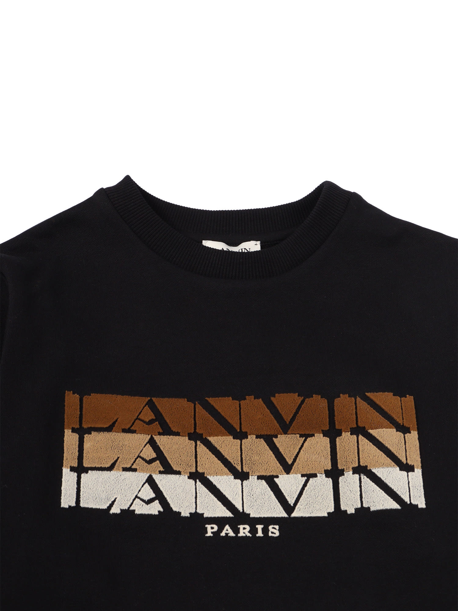 Lanvin Black Sweatshirt For Kids With Logo In Black