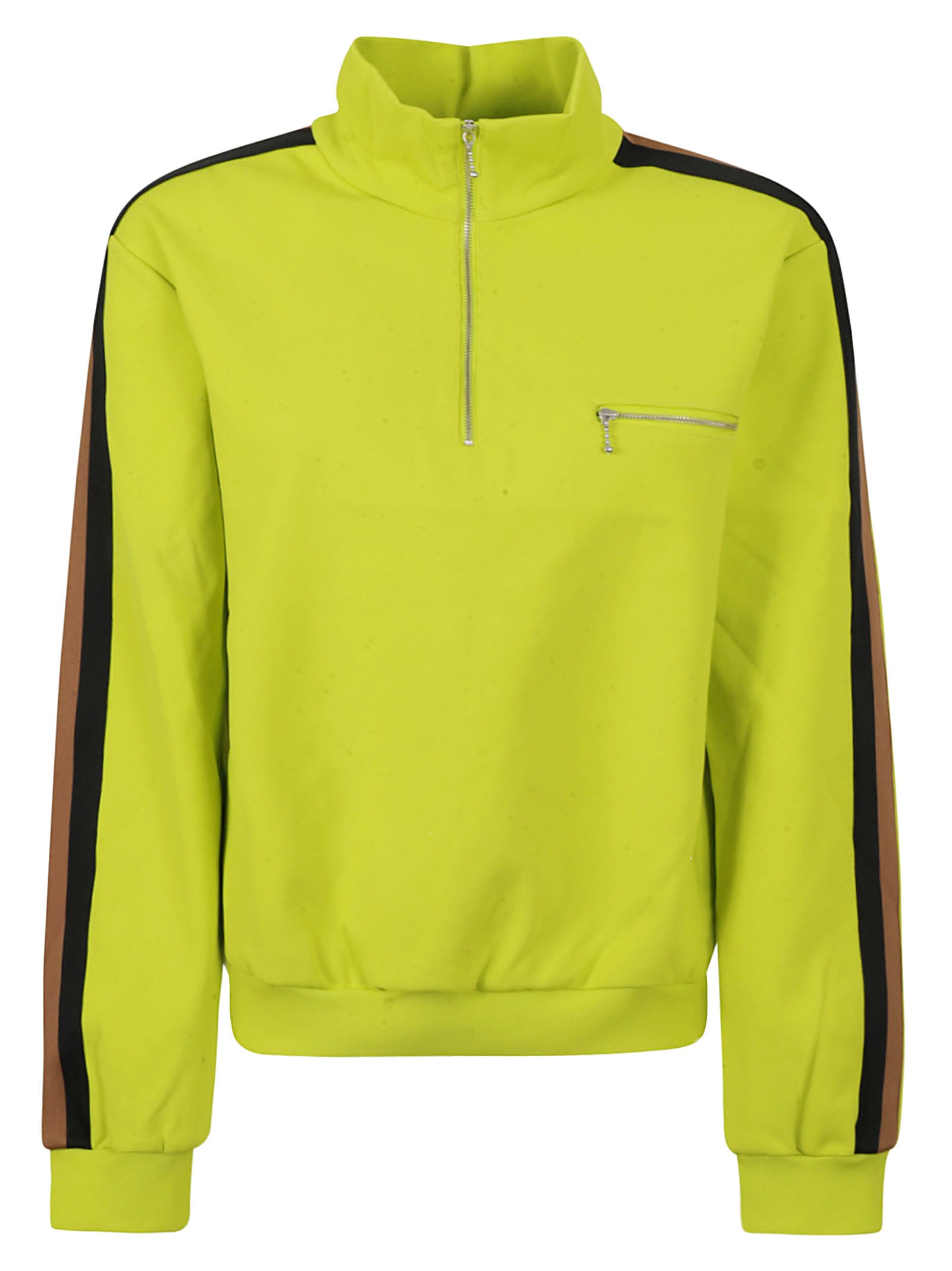 Tory Burch Knit Quarter Zip Sweater In Bright Lime