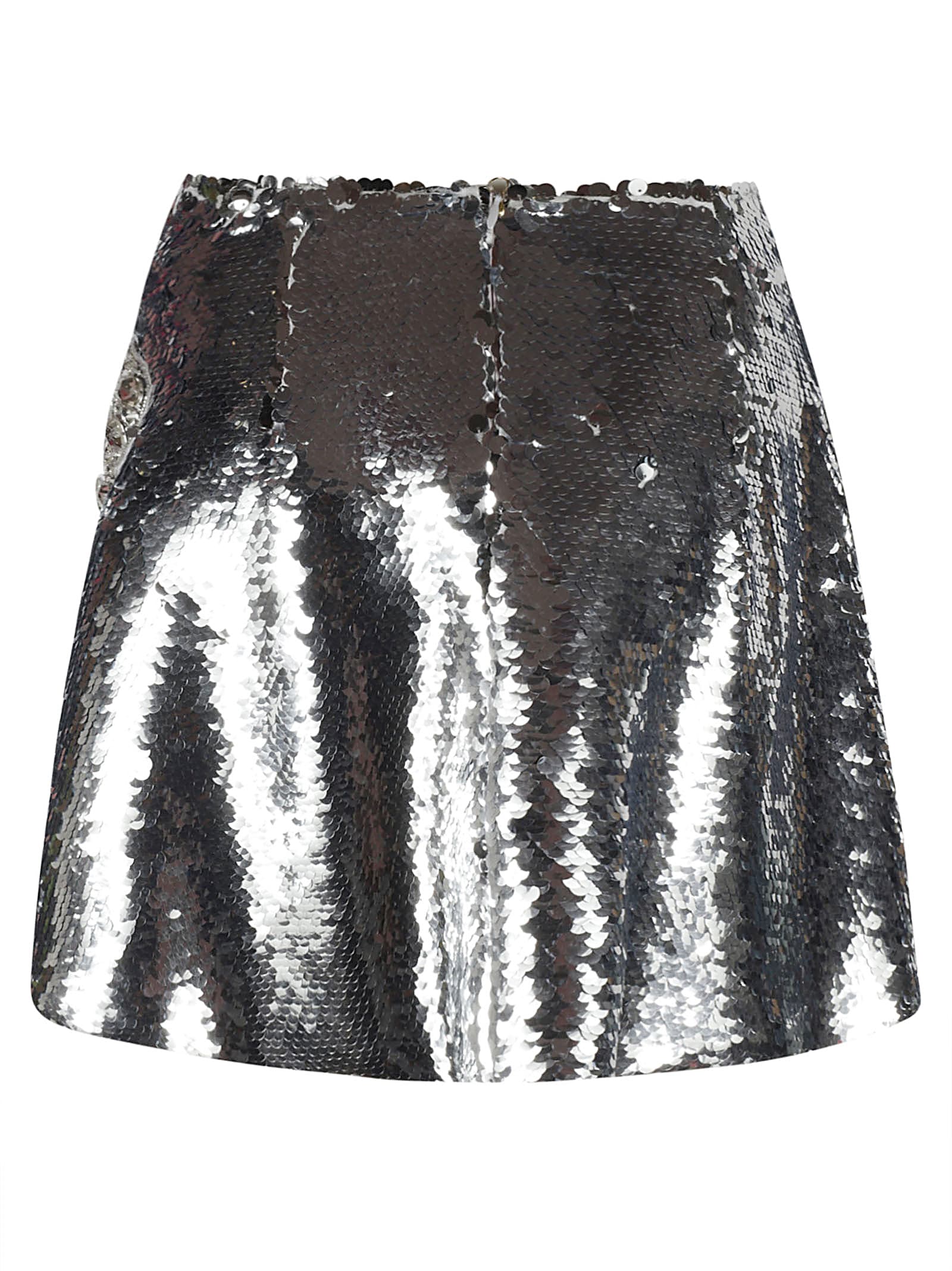 Shop Genny Sequin-coated Skirt In Silver