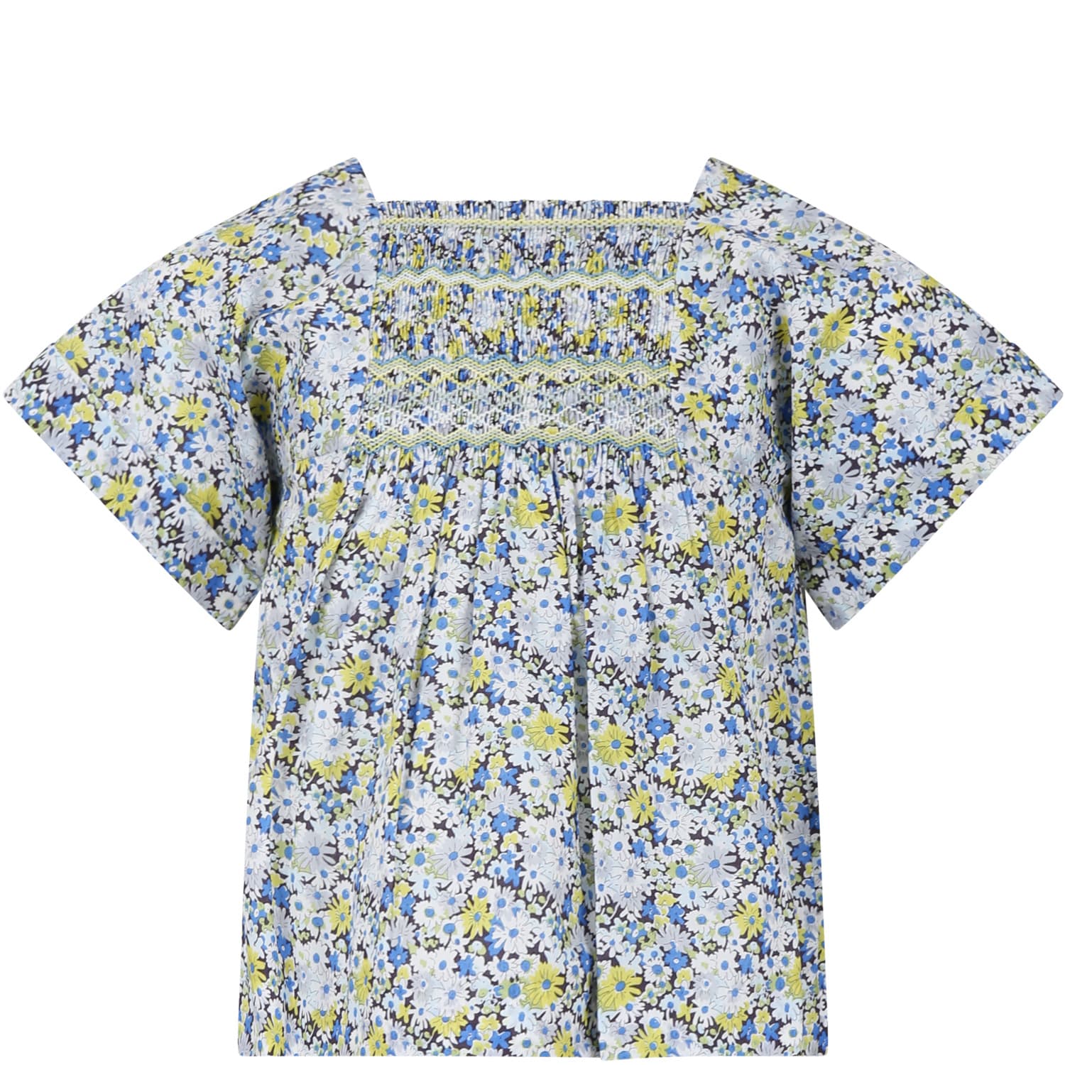 Bonpoint Kids' Light Blue For Girl With Floral Print