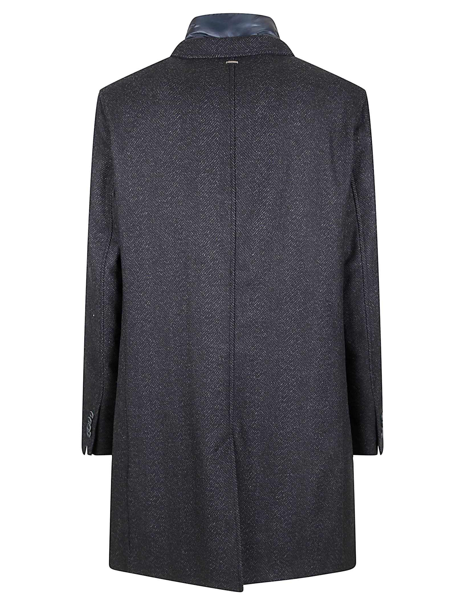 Herno Blue Navy Single Breasted Coat In Blue