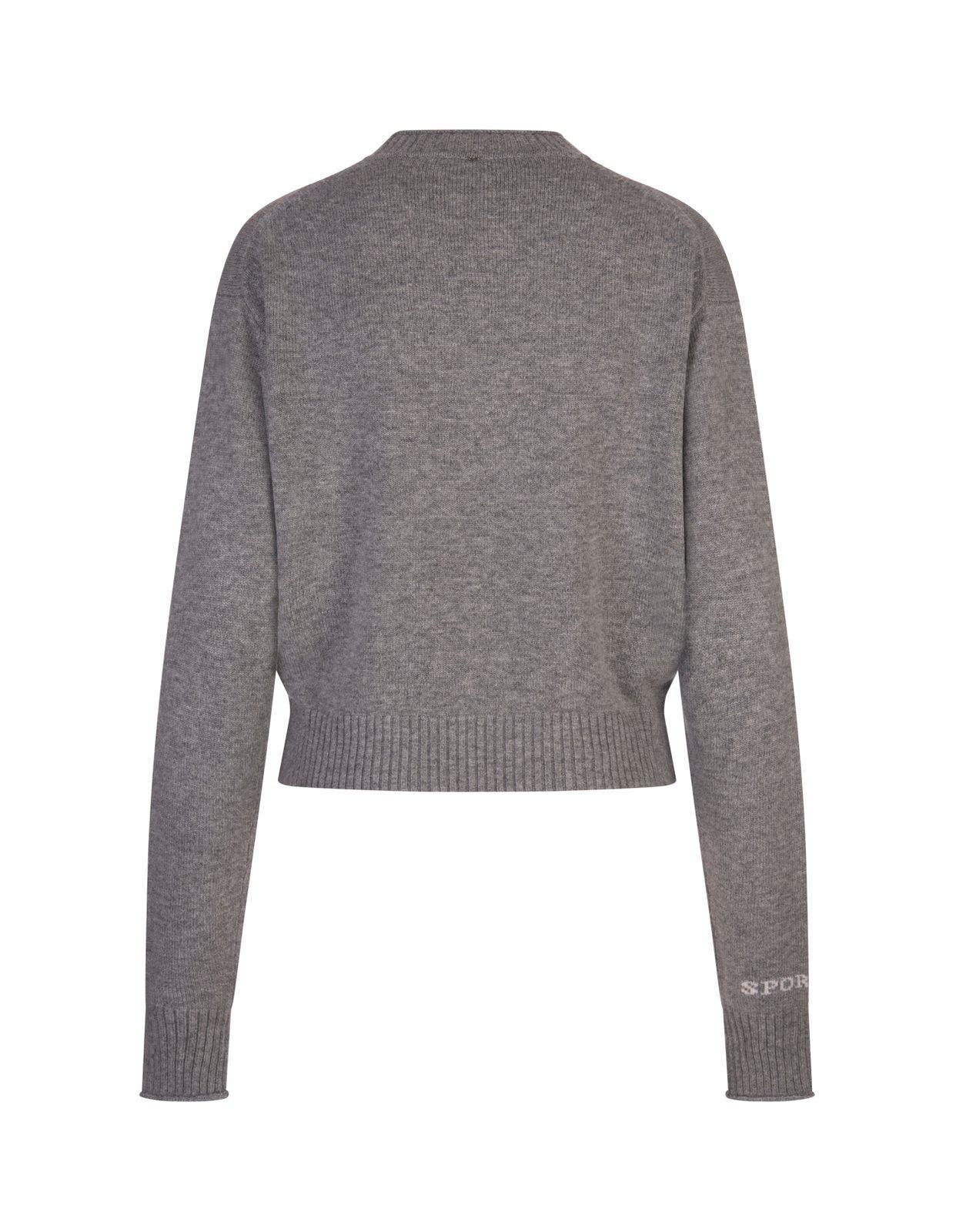 Shop Sportmax Crewneck Knitted Jumper In Grey