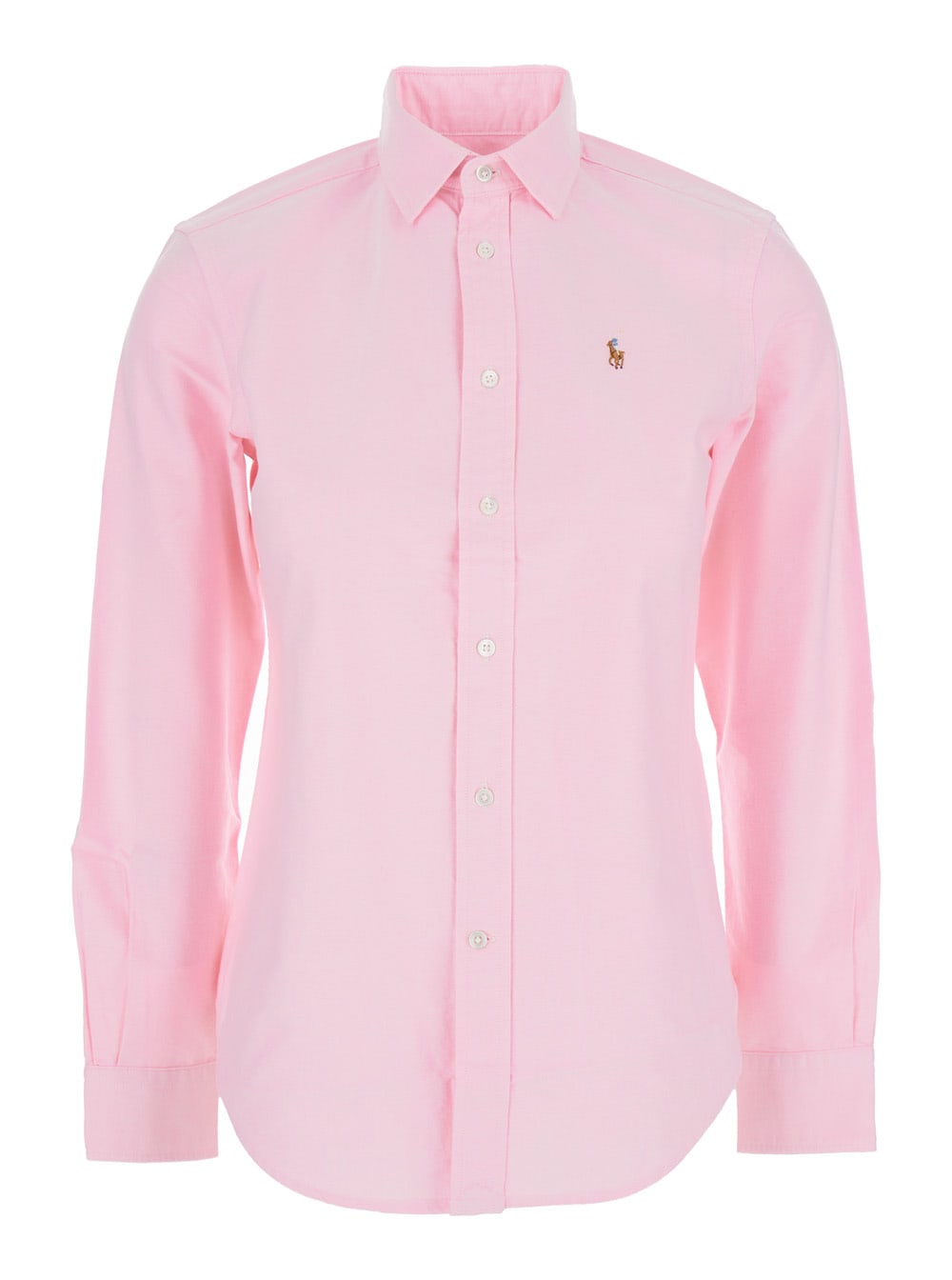 Polo Ralph Lauren Pink Shirt With Classic Collar And Logo Embroidery On The Front In Cotton Woman