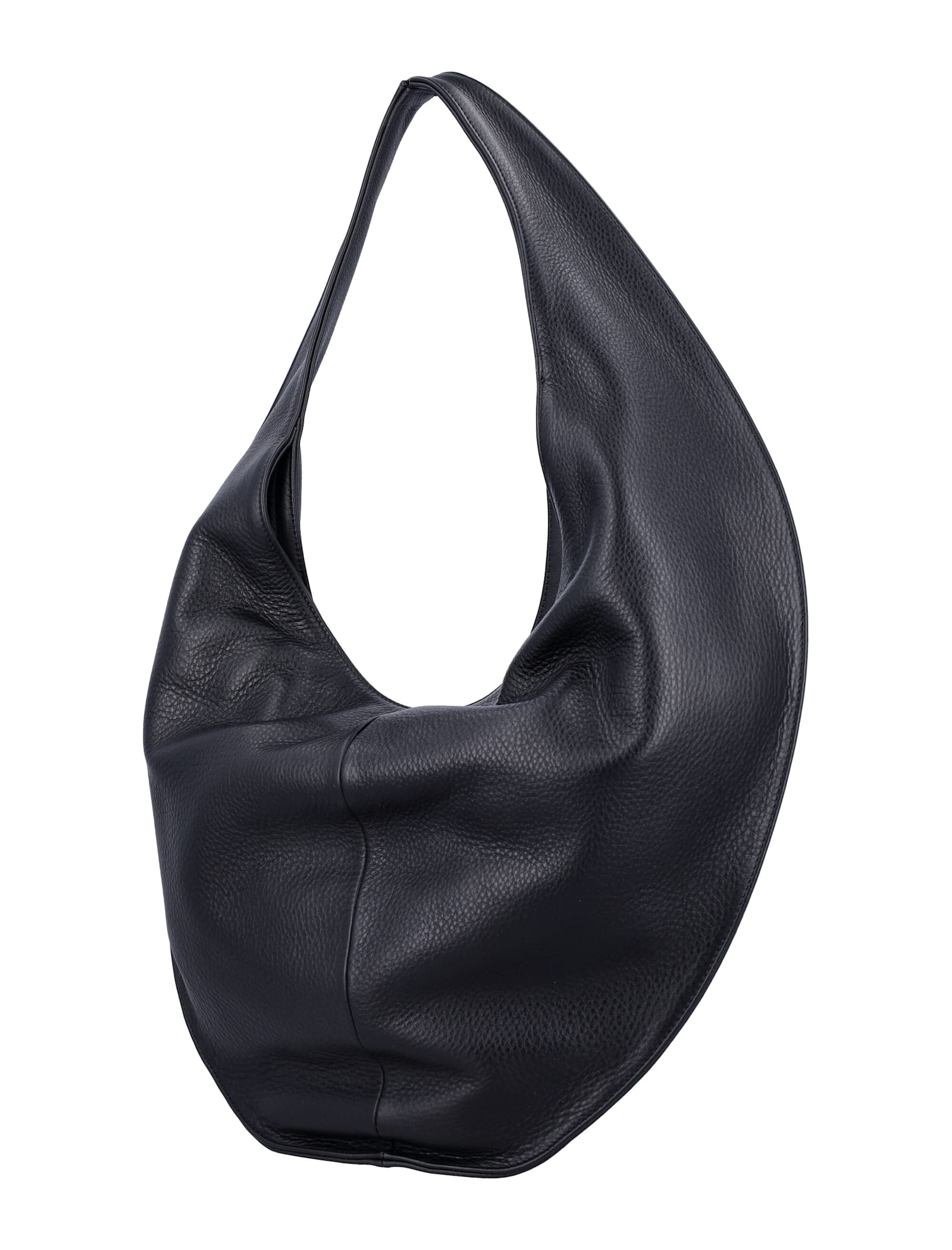 Maeden Rounded Nappa Leather Tote In Black