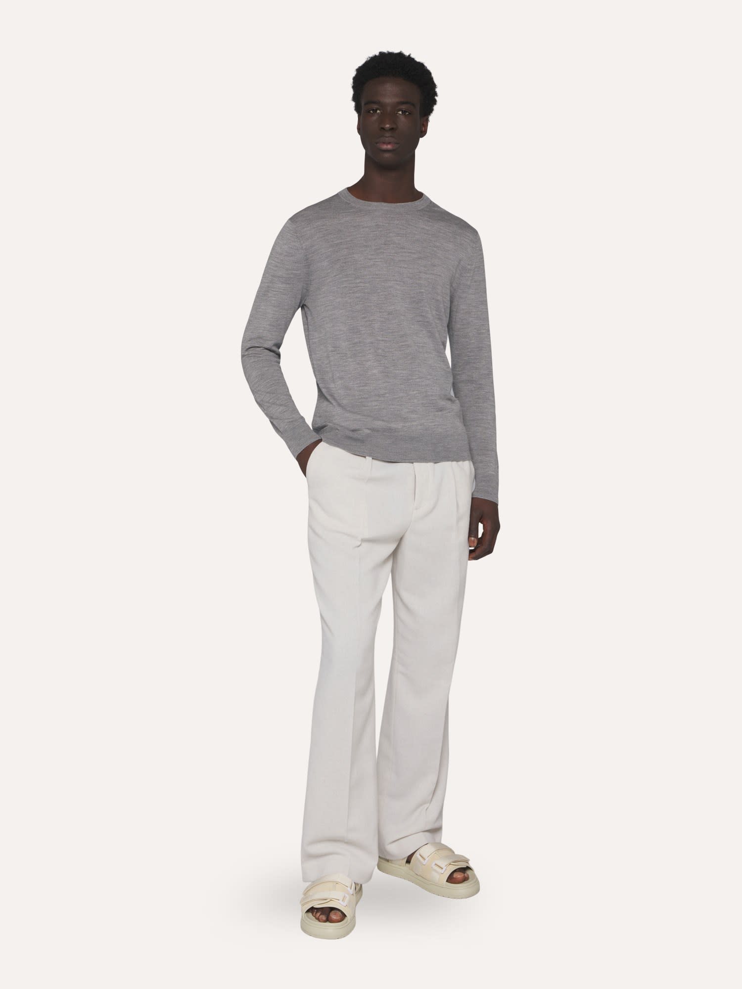 Ballantyne Ribbed-knit Wool Jumper In Gray