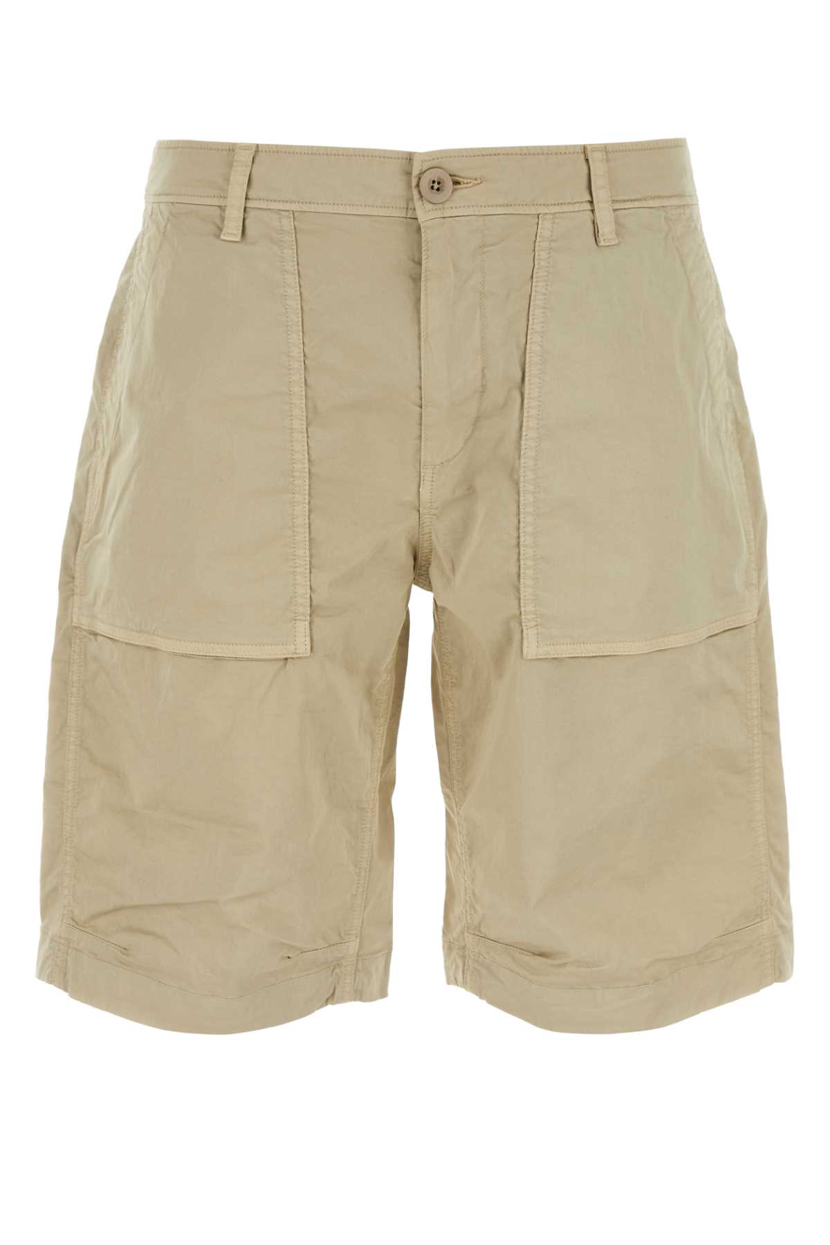 Beige Cotton Stretch Bermuda Shorts