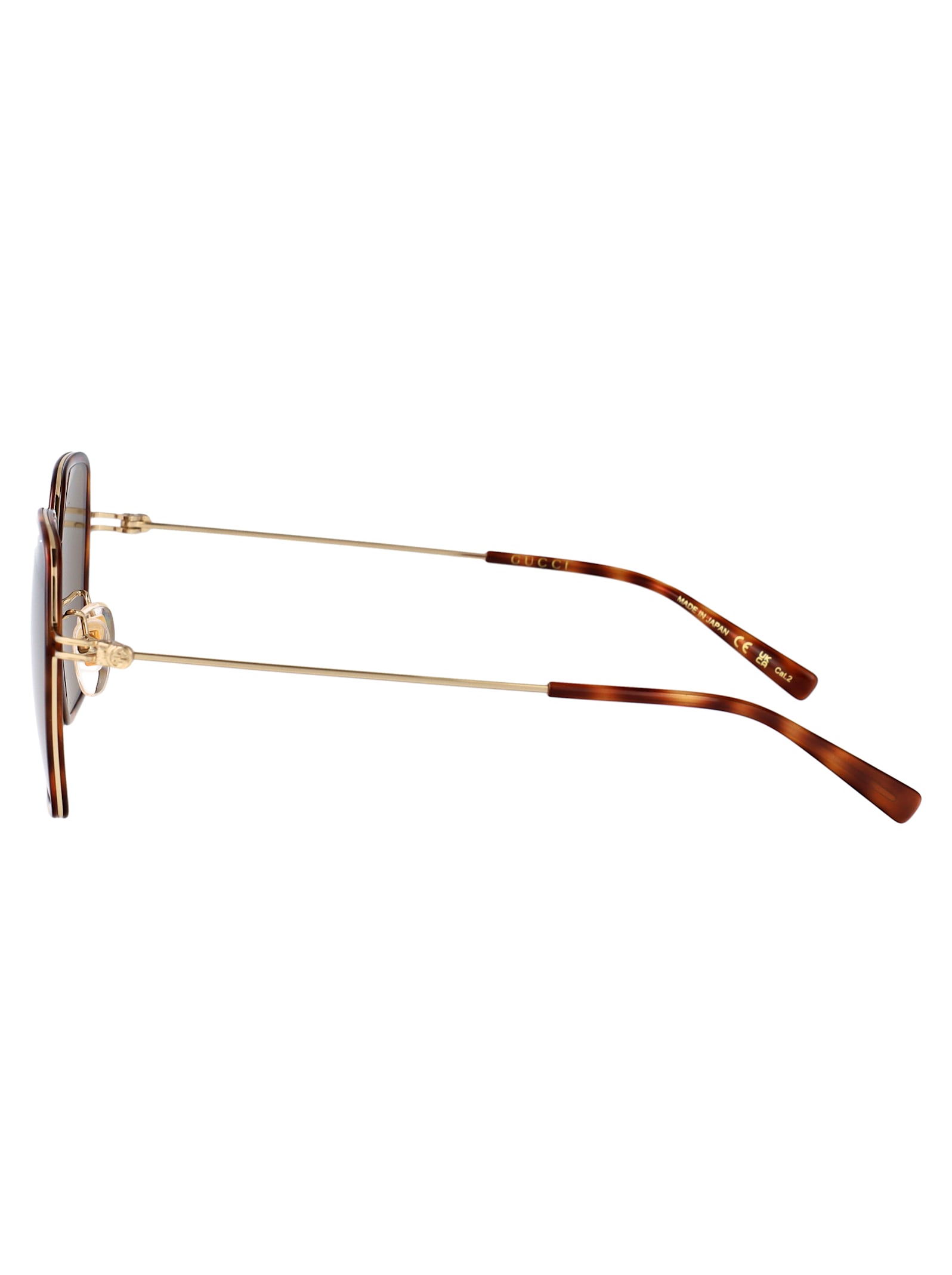 Gucci Havana-gold-brown Acetate Sunglasses In Brown