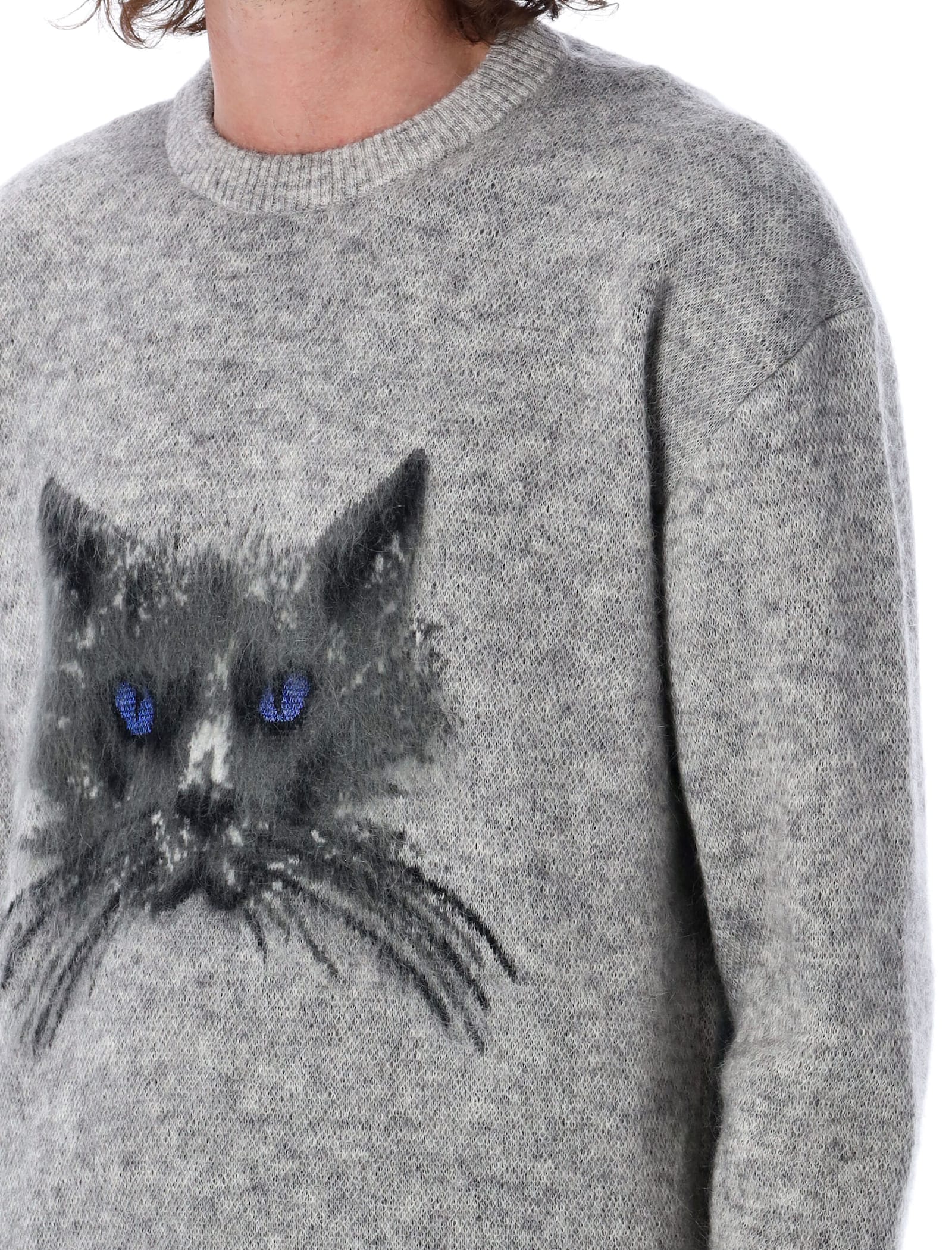 Shop Givenchy Cat Jacquard Sweater In Grey