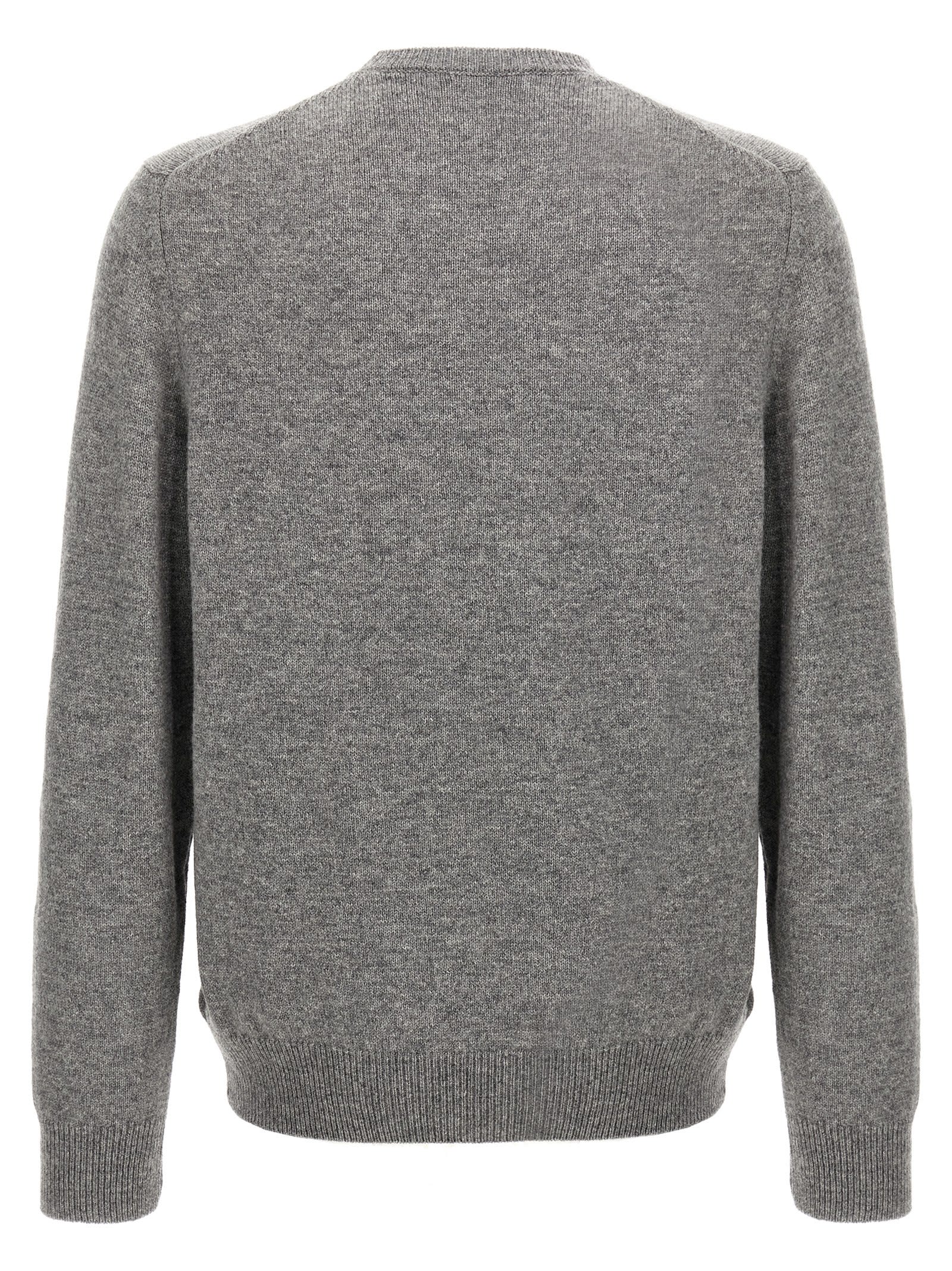 Zanone Crew Neck Wool Sweater With Ribbed Cuffs In Gray