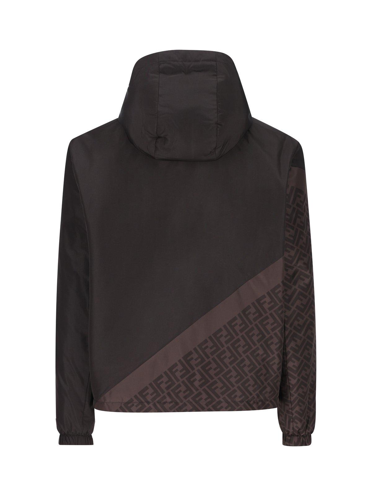 Shop Fendi Reversible Windbreaker Jacket In F Anthracite Black