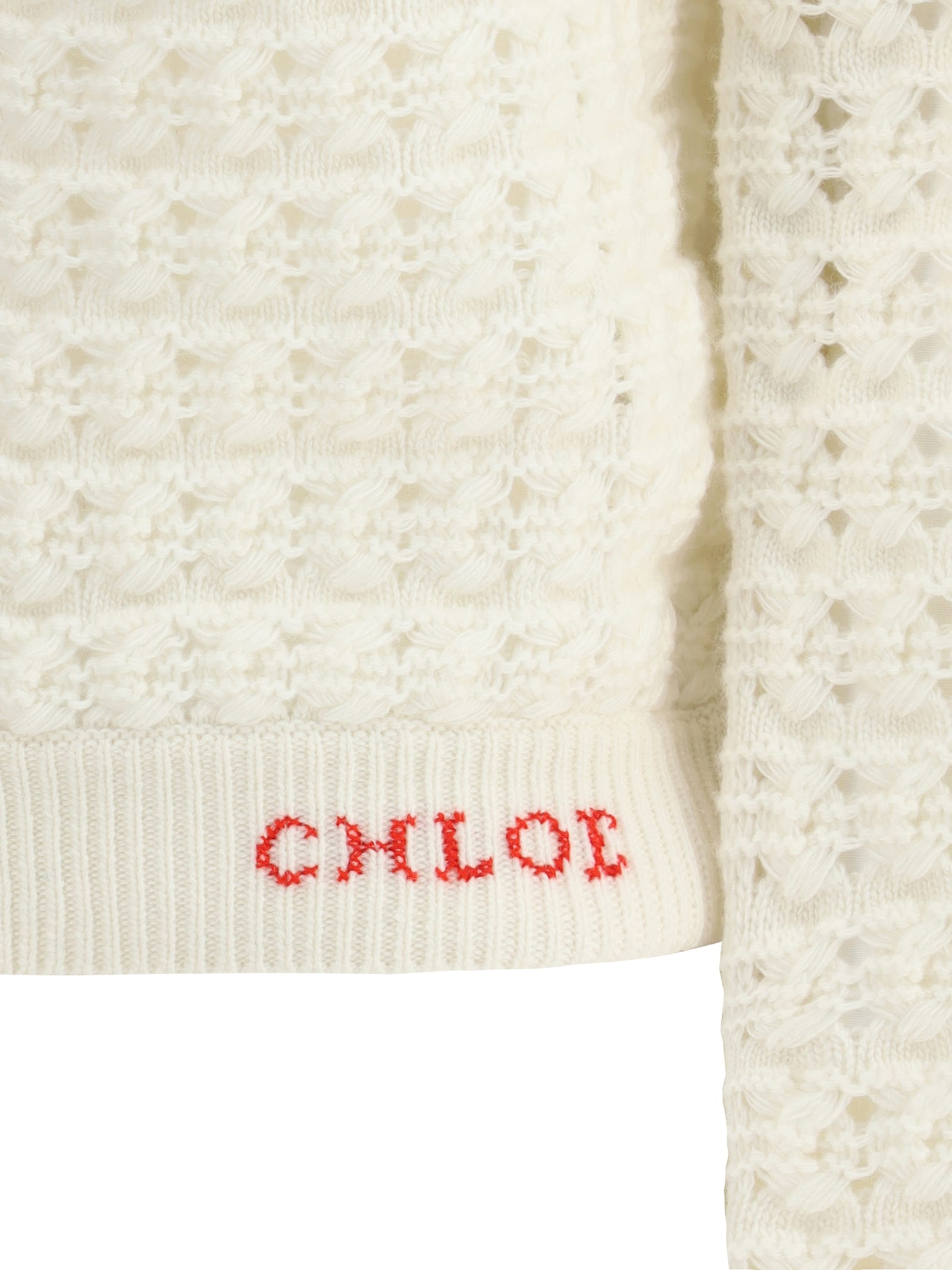 Chloé Jacquard Logo Cardigan Sweaters And Cardigans White In White
