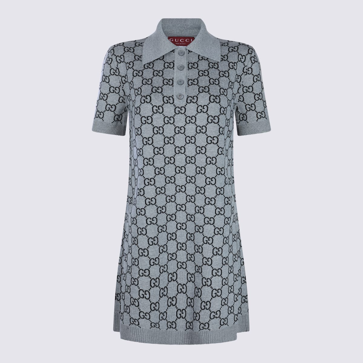 Gucci Grey And Blue Wool Mini Dress In Multi