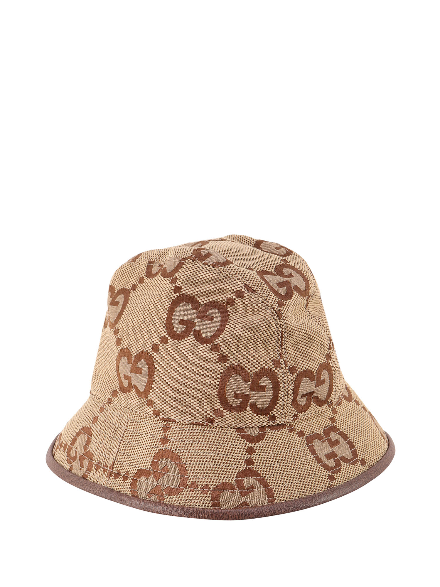 Gucci Embroidered Cotton Blend Hat In Brown