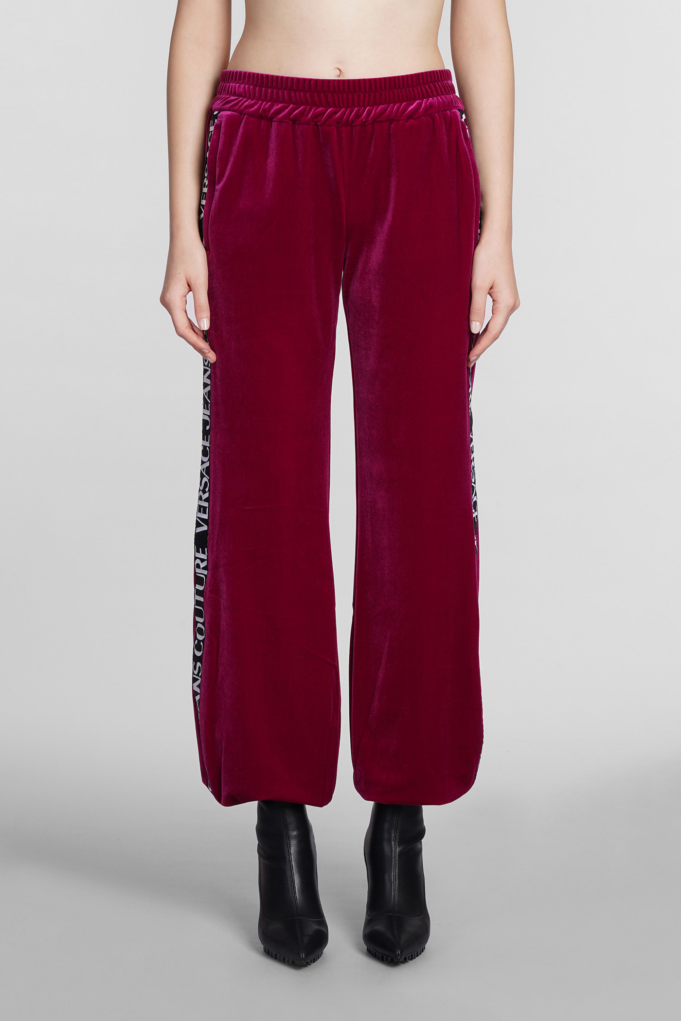 Versace Jeans Couture Pants In Bordeaux Velvet