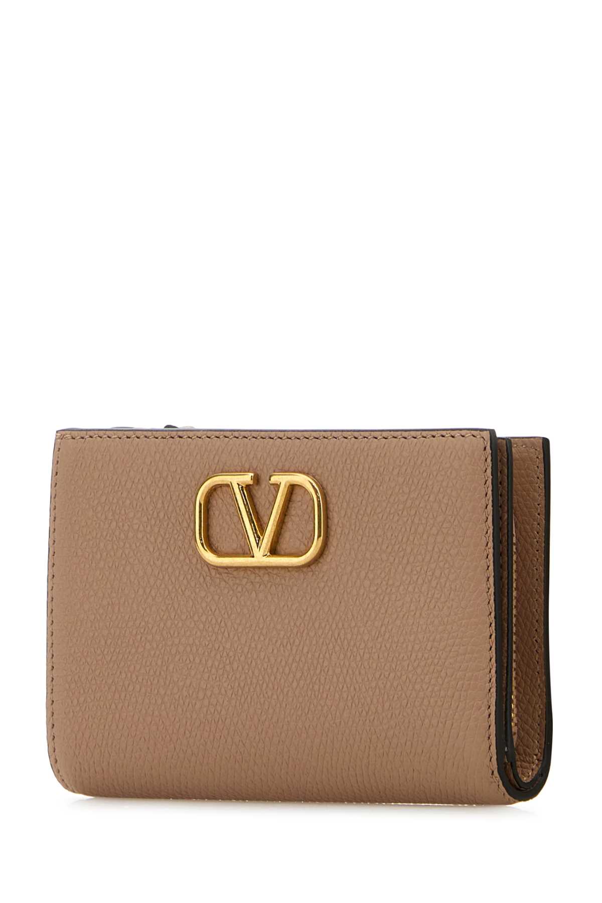 Shop Valentino Powder Pink Leather Vlogo Wallet In Rosecannelle