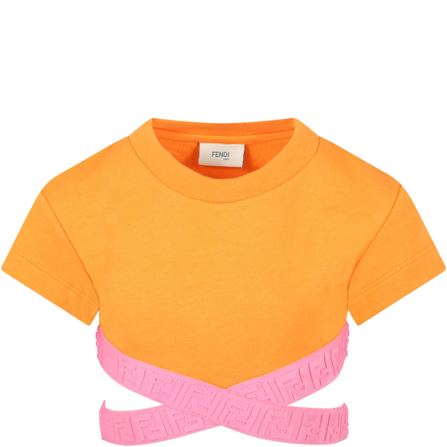 Fendi Orange T-shirt For Girl With Double Ff