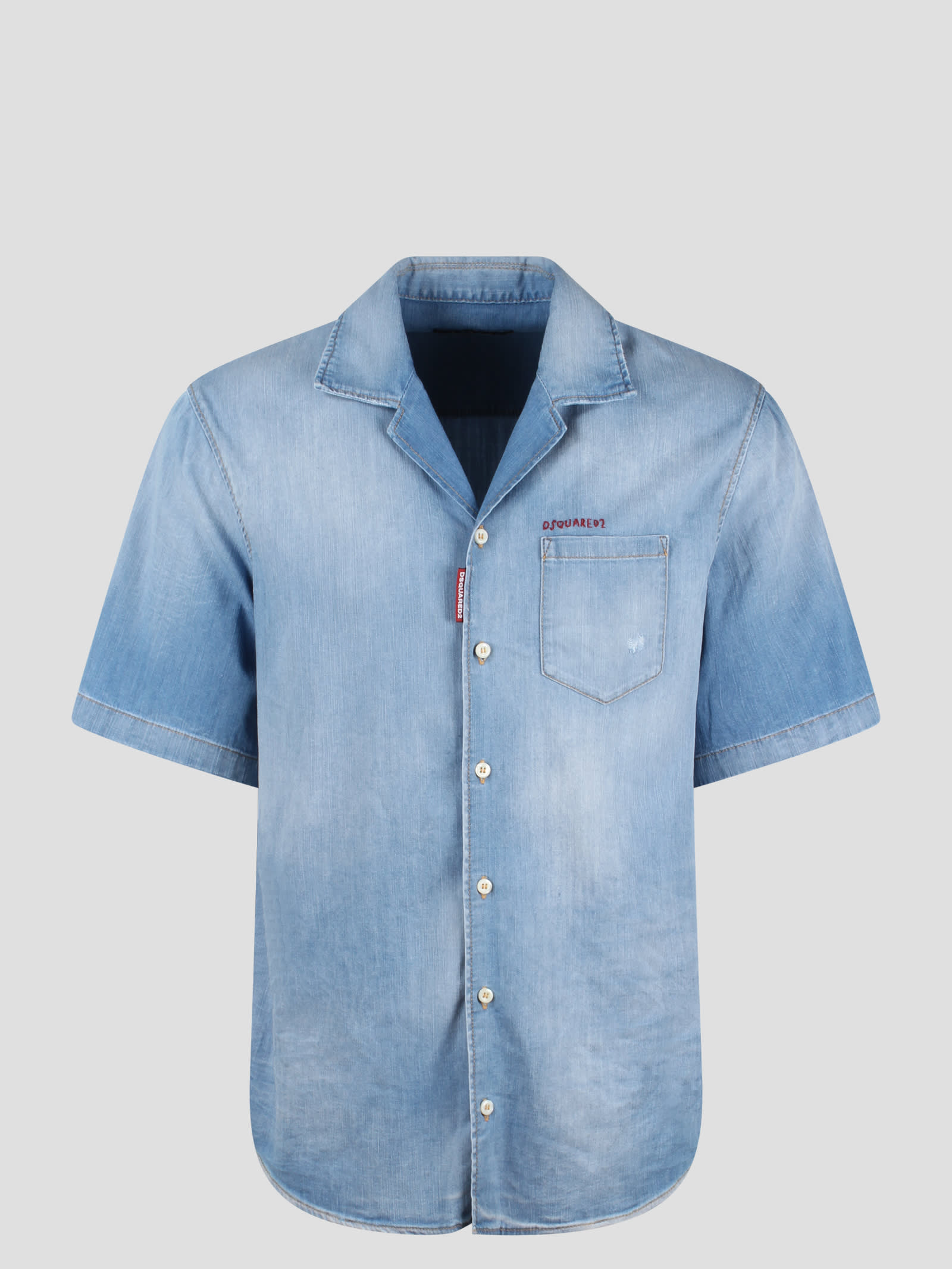 Shop Dsquared2 Notch Bowling Shirt In Blue