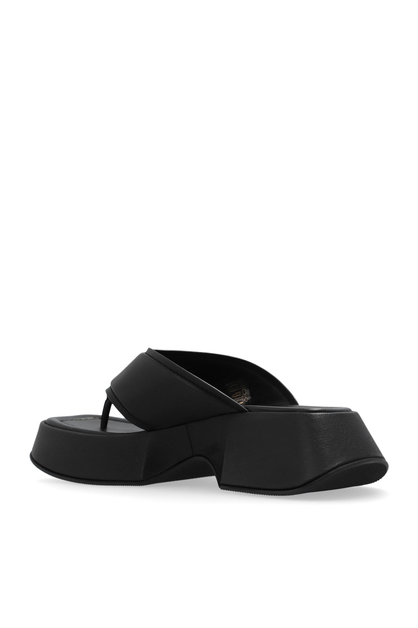 Shop Vic Matie Leather Platform Flip-flops In Black