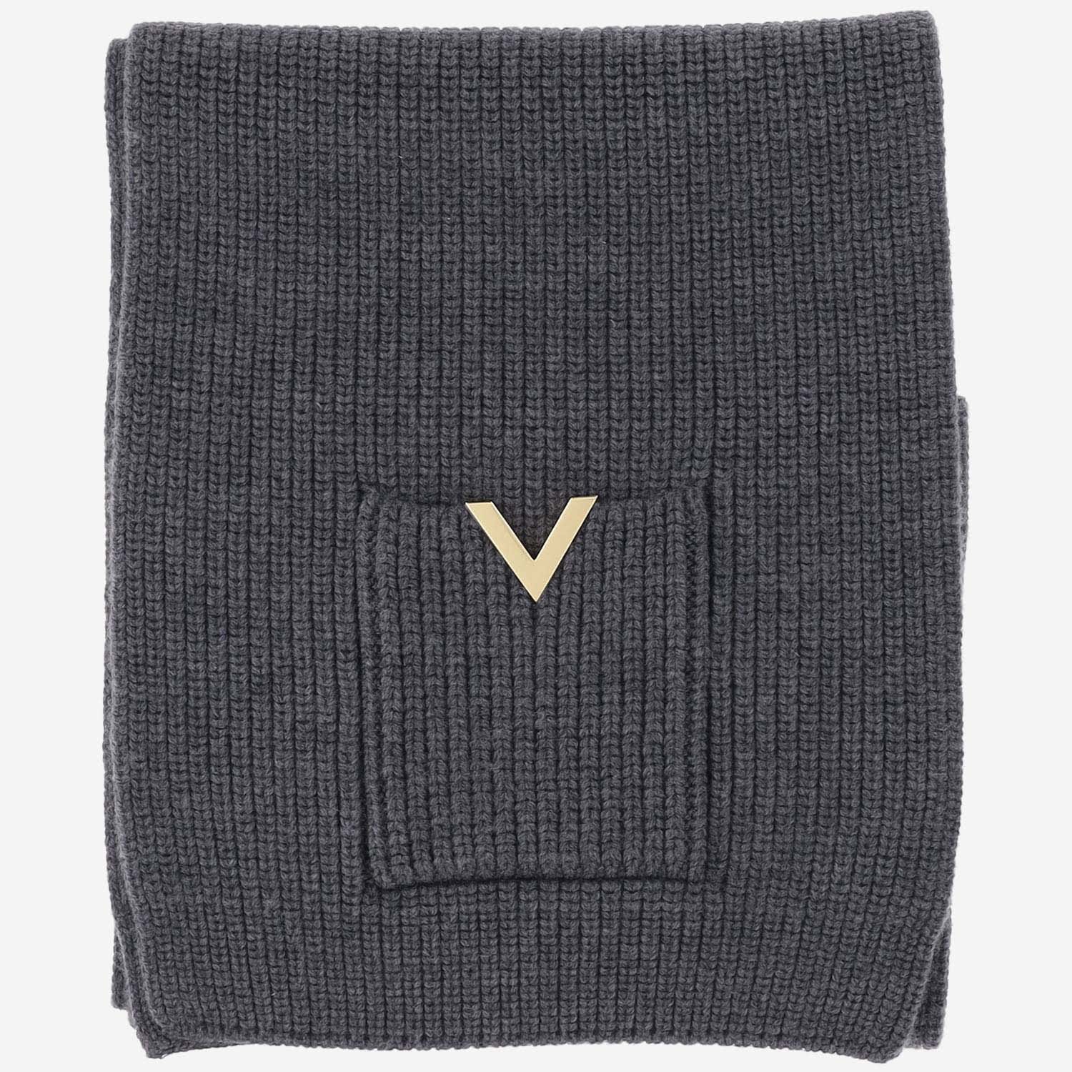 Shop Valentino Wool Scarf In Grey