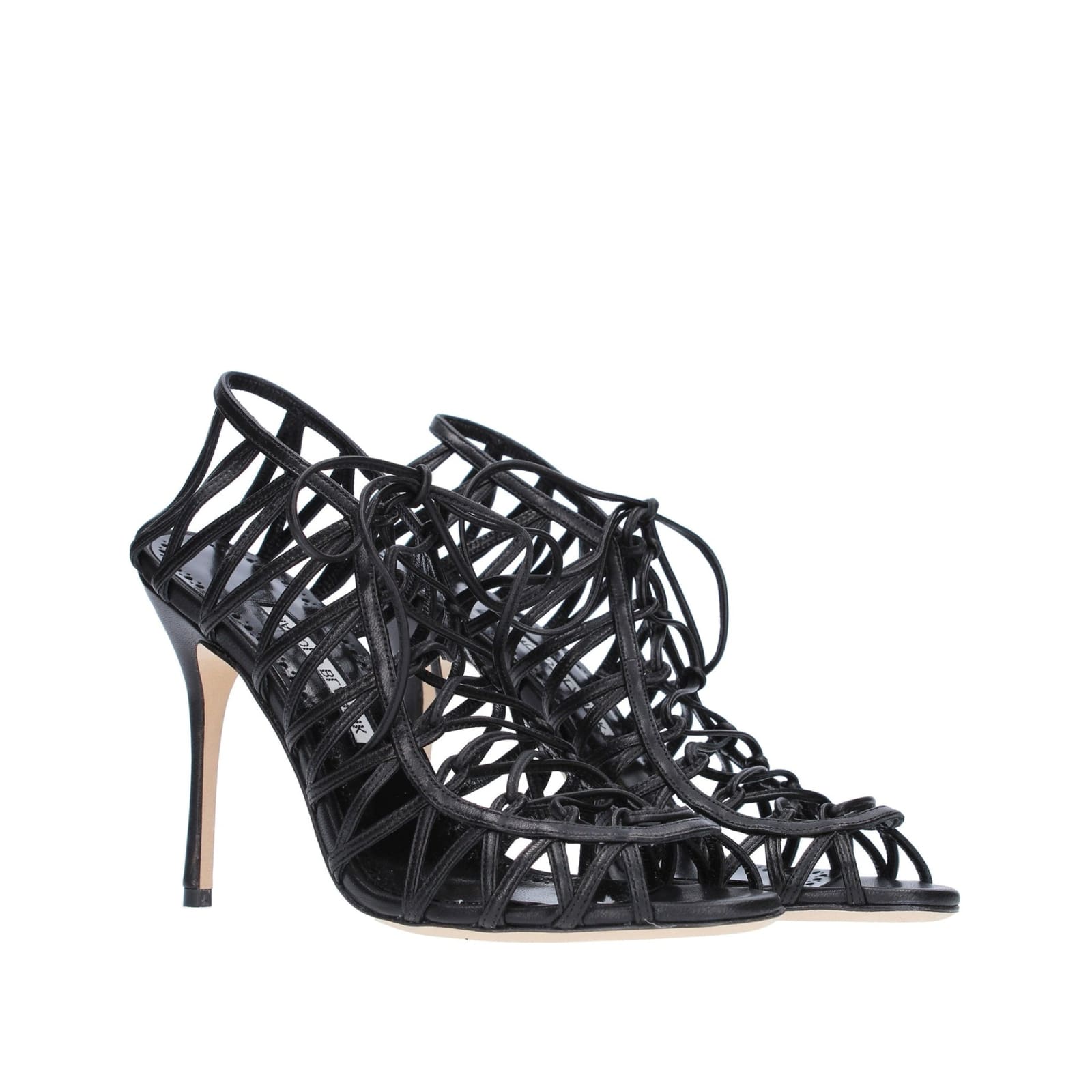 Manolo Blahnik Hollow-out High-heeled Sandals In Black