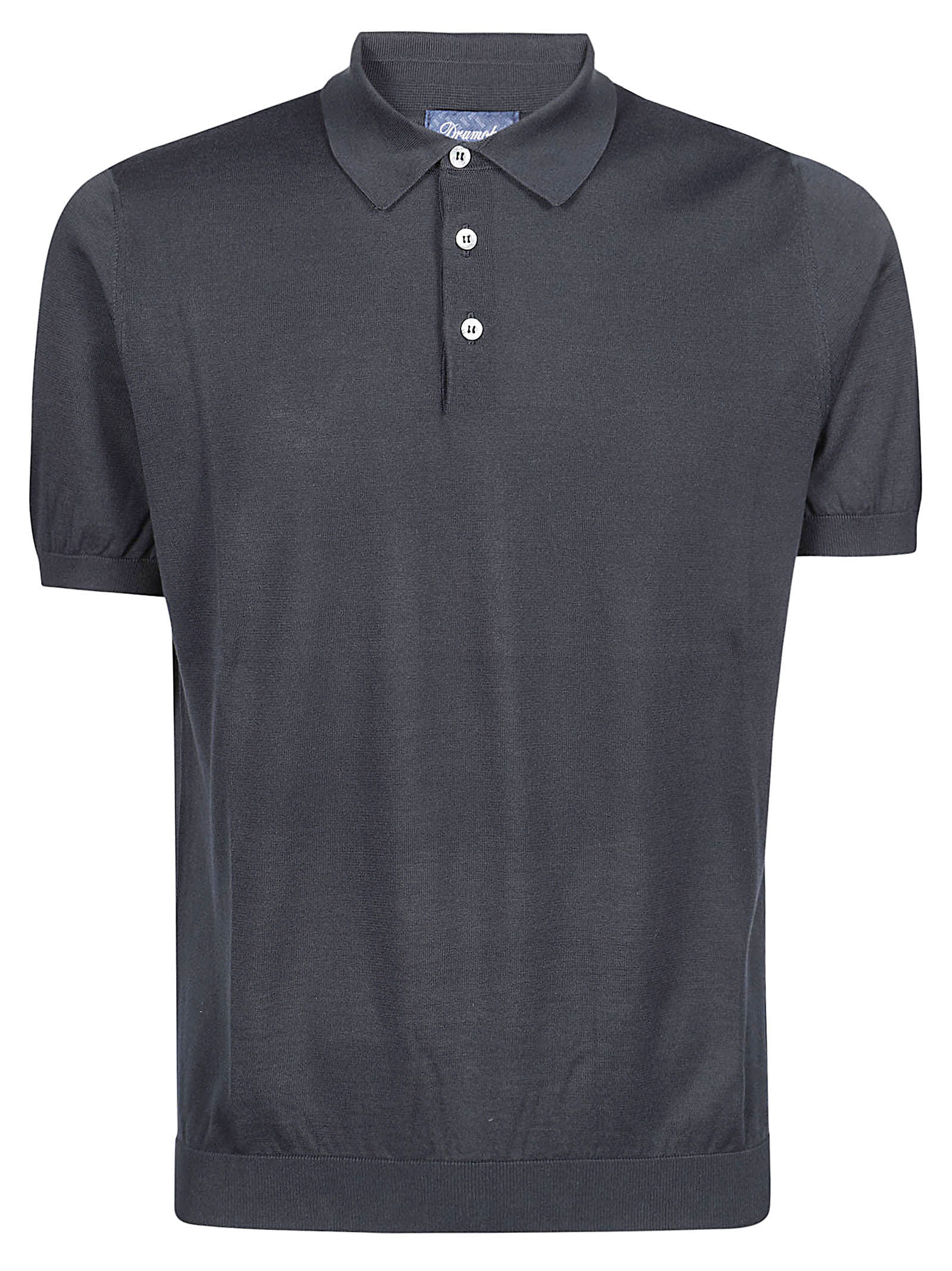 Shop Drumohr Short Sleeve Polo Shirt In Navy
