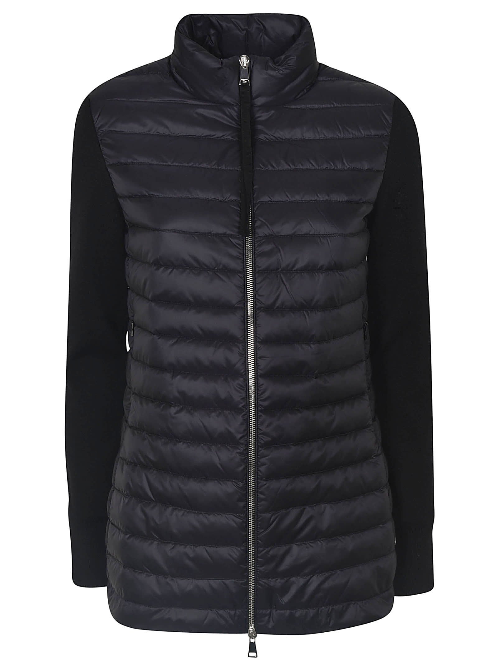Moncler Padded Tricot Cardigan In Black