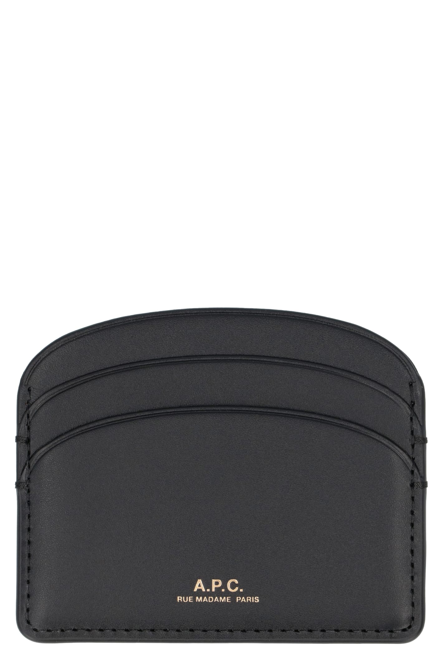 Shop Apc Leather Card Holder In Black