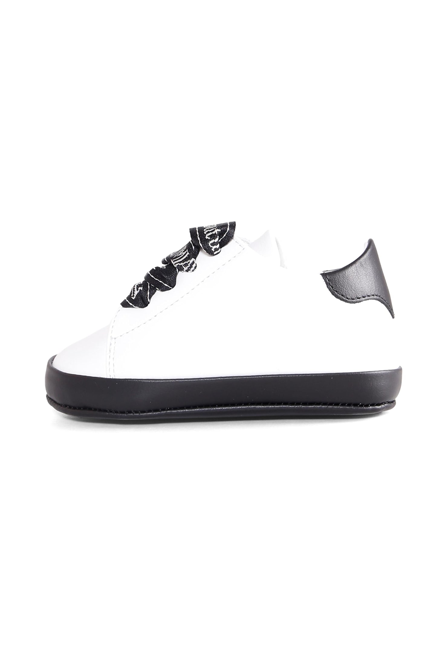 Balmain White Sneakers For Babykids Wirth Logo In White