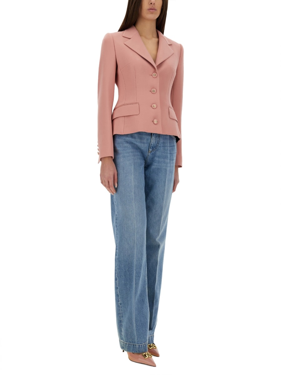 Dolce & Gabbana Tailored Single-breasted Jacket Flap Pockets In Pink