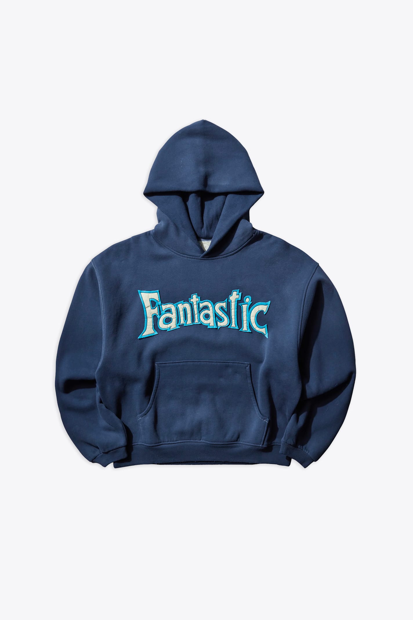 Unisex Fantastic Hoodie Knit Blu cotton hoodie with front applique - Unisex Fantastic Hoodie