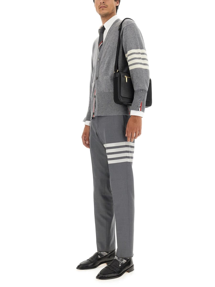 Shop Thom Browne V-neck Cardigan In Grey