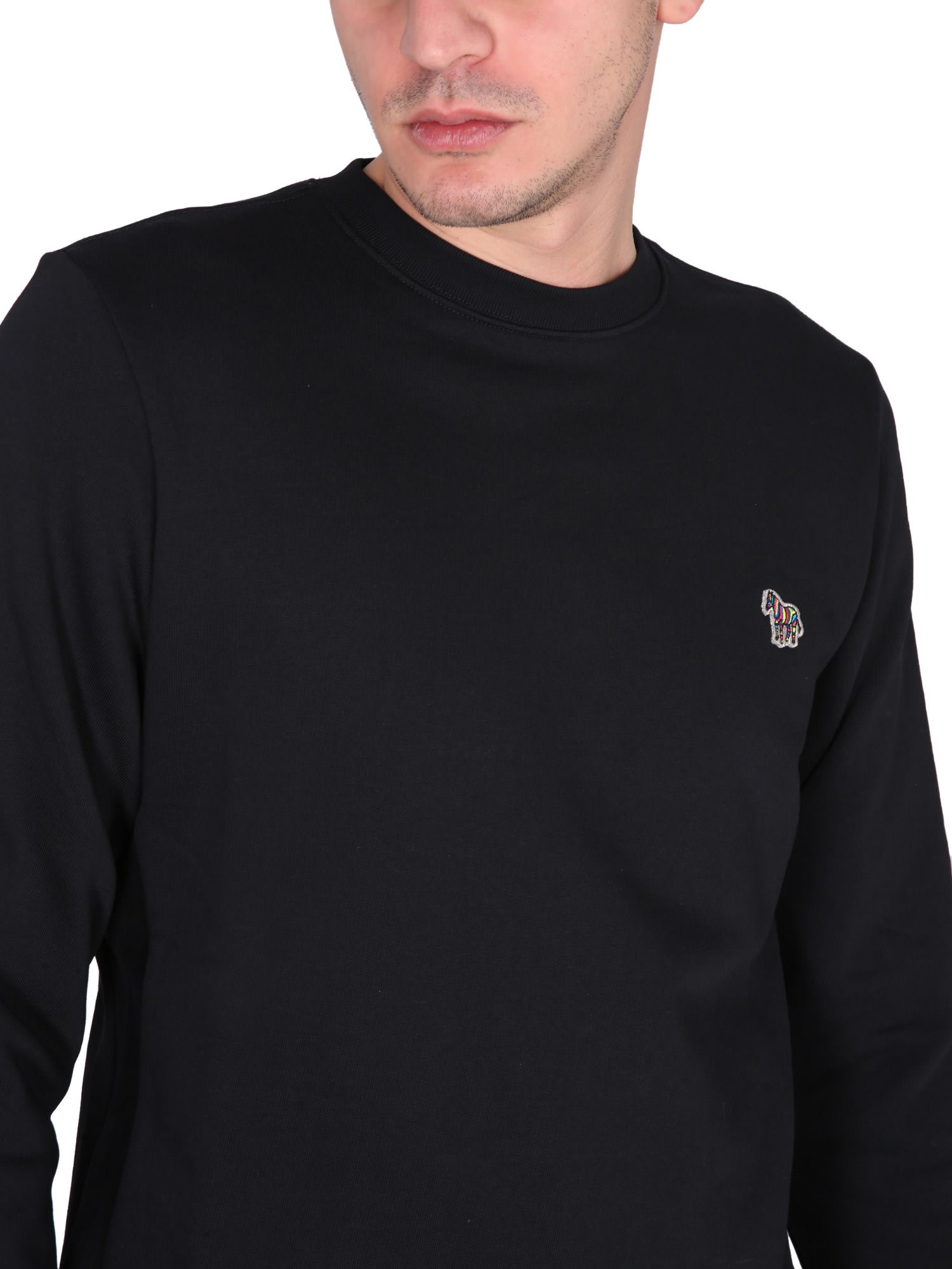 Shop Ps By Paul Smith Sweatshirt With Zebra Embroidery In Black